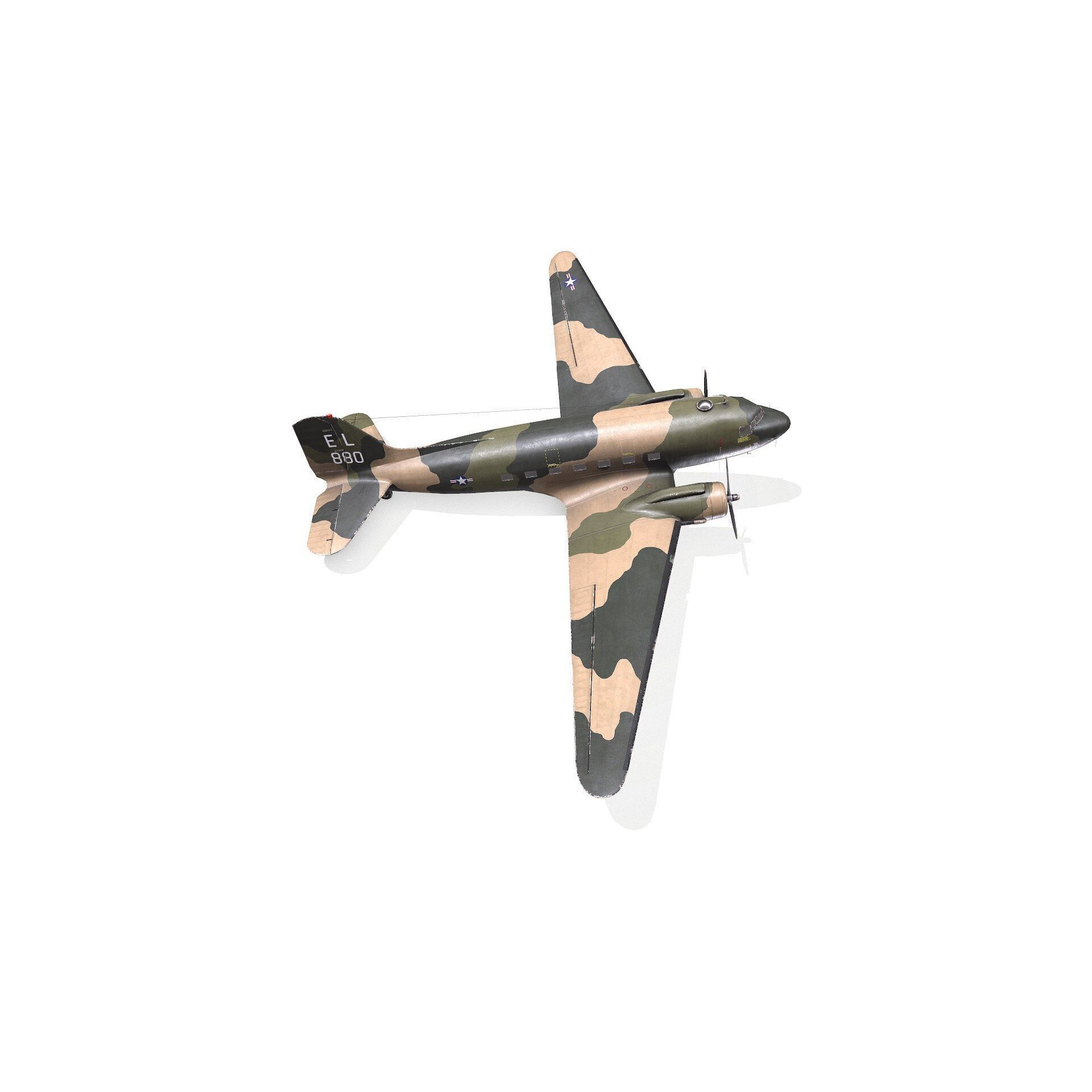 Douglas AC-47 Spooky Gunship - Low-Poly Game-Ready 3D Model - View 20