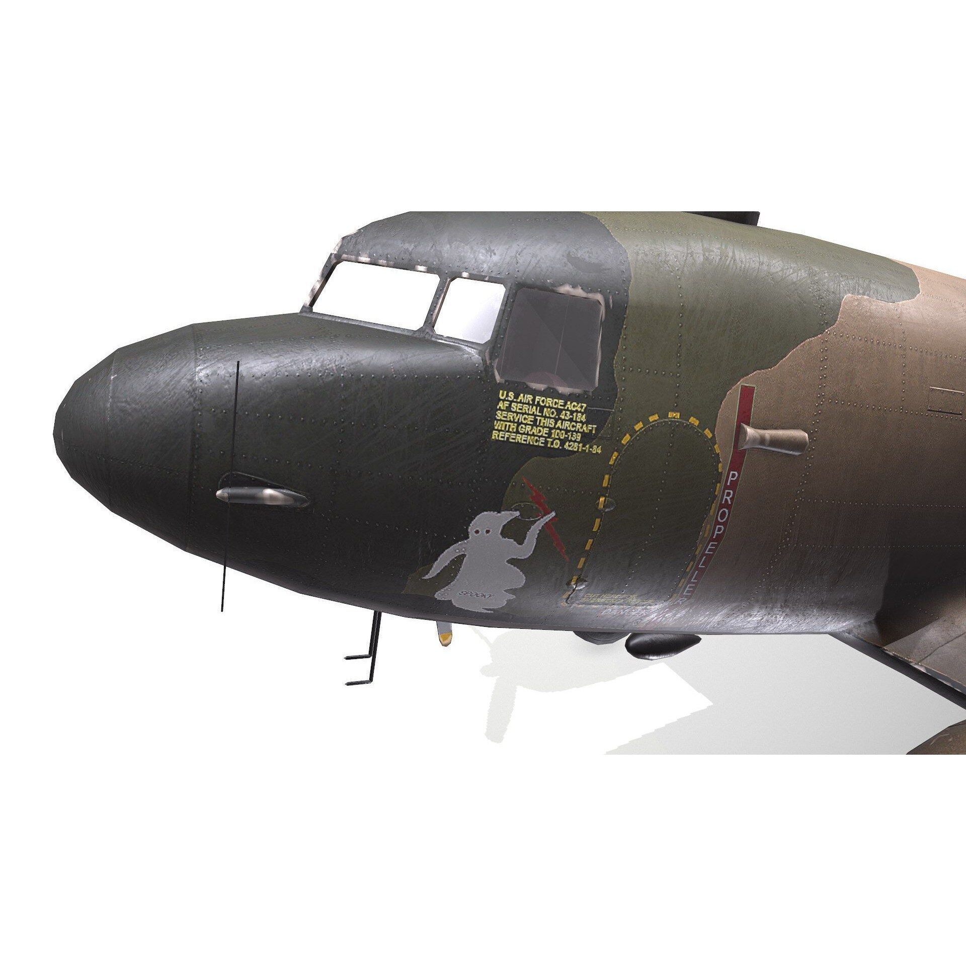 Douglas AC-47 Spooky Gunship - Low-Poly Game-Ready 3D Model - View 25