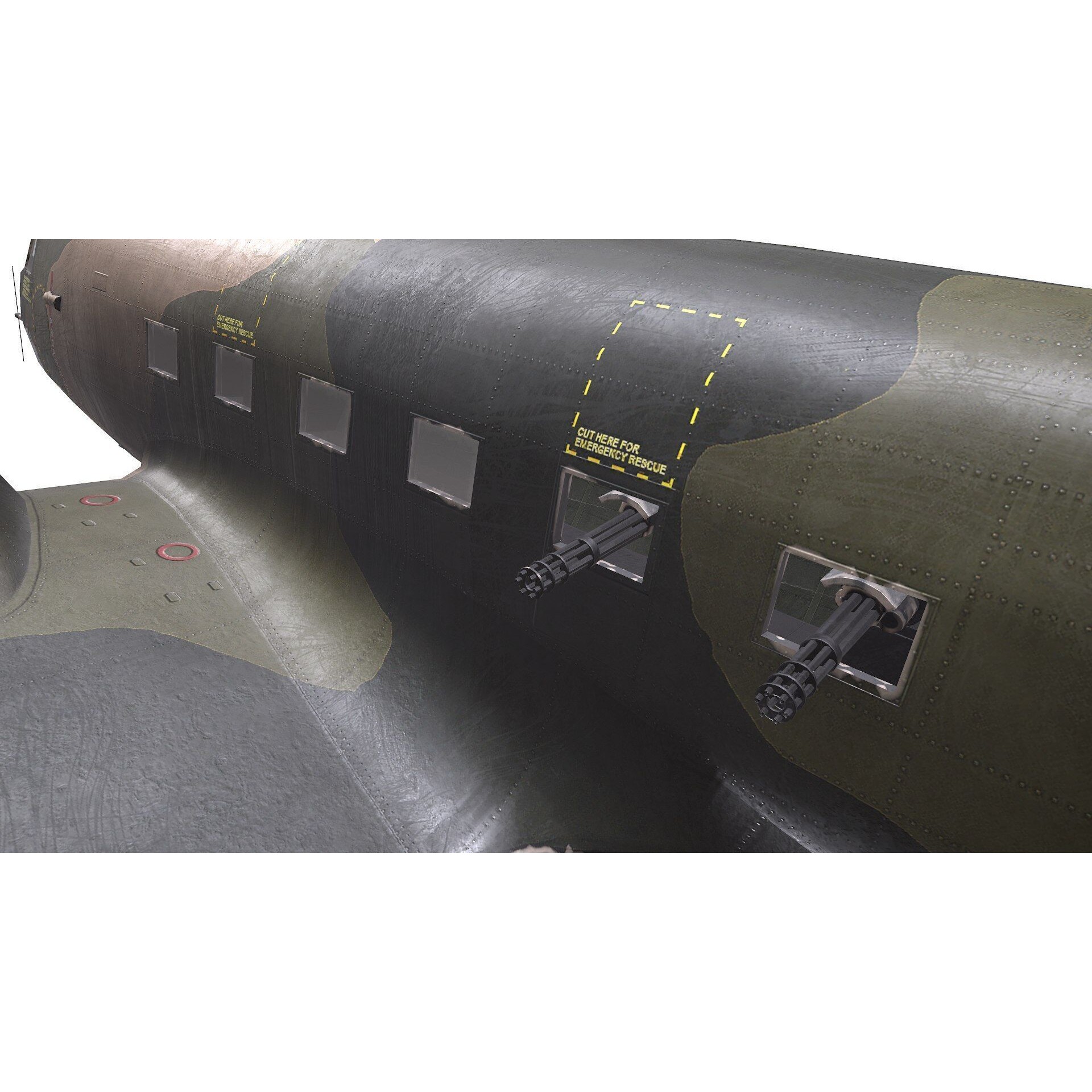 Douglas AC-47 Spooky Gunship - Low-Poly Game-Ready 3D Model - View 28