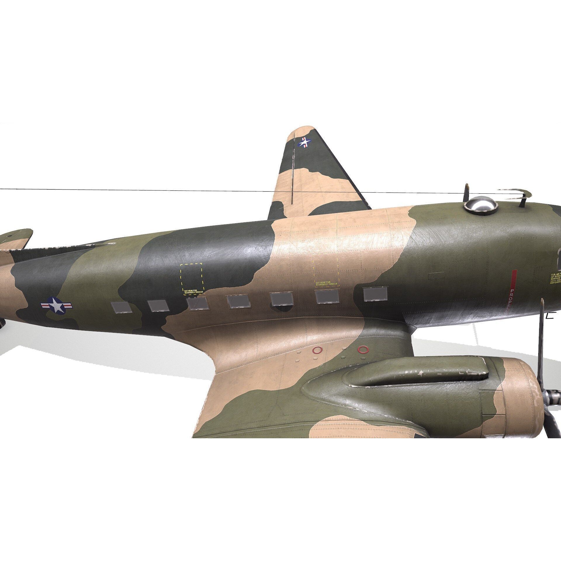 Douglas AC-47 Spooky Gunship - Low-Poly Game-Ready 3D Model - View 29