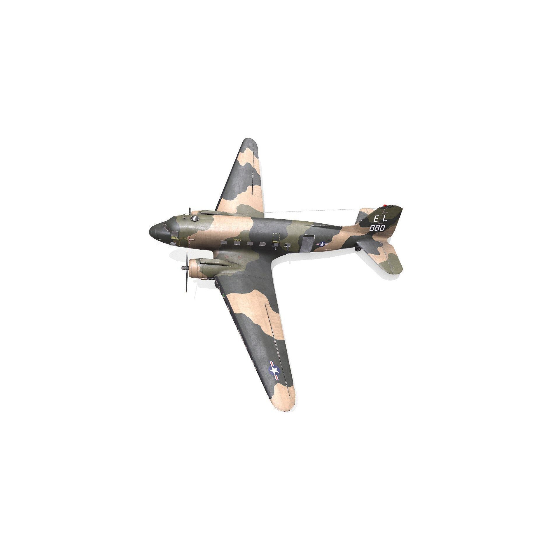 Douglas AC-47 Spooky Gunship - Low-Poly Game-Ready 3D Model - View 4