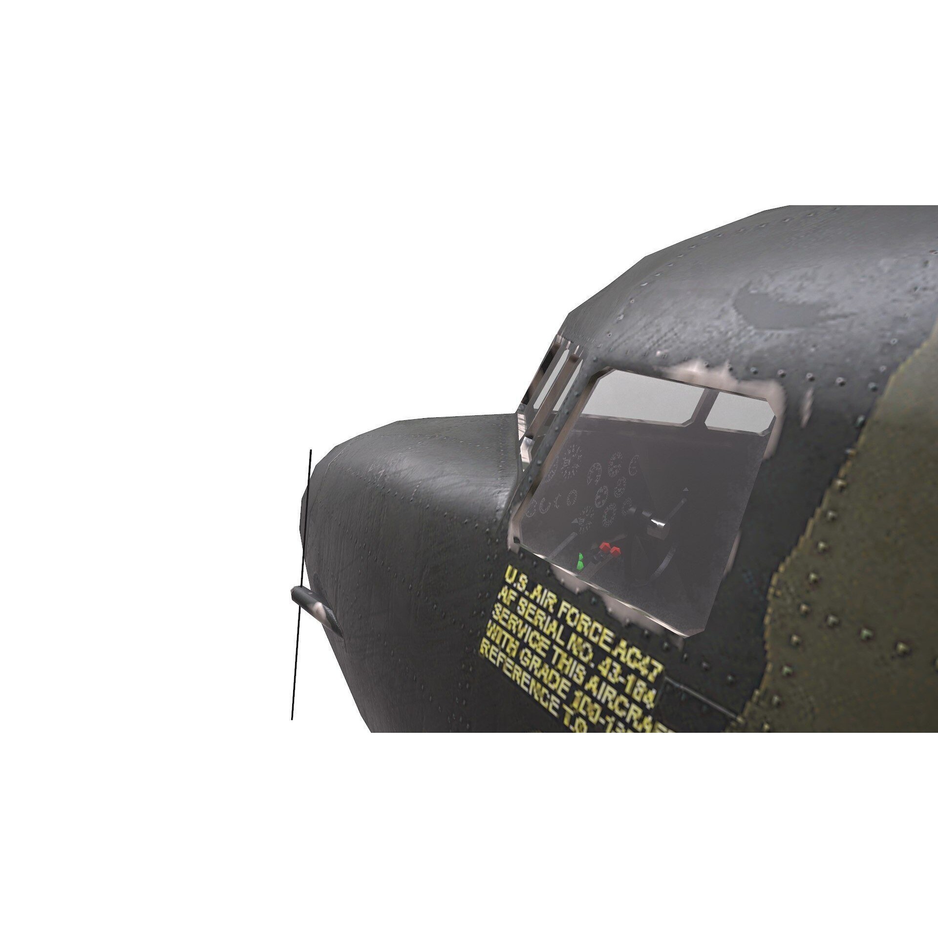 Douglas AC-47 Spooky Gunship - Low-Poly Game-Ready 3D Model - View 5