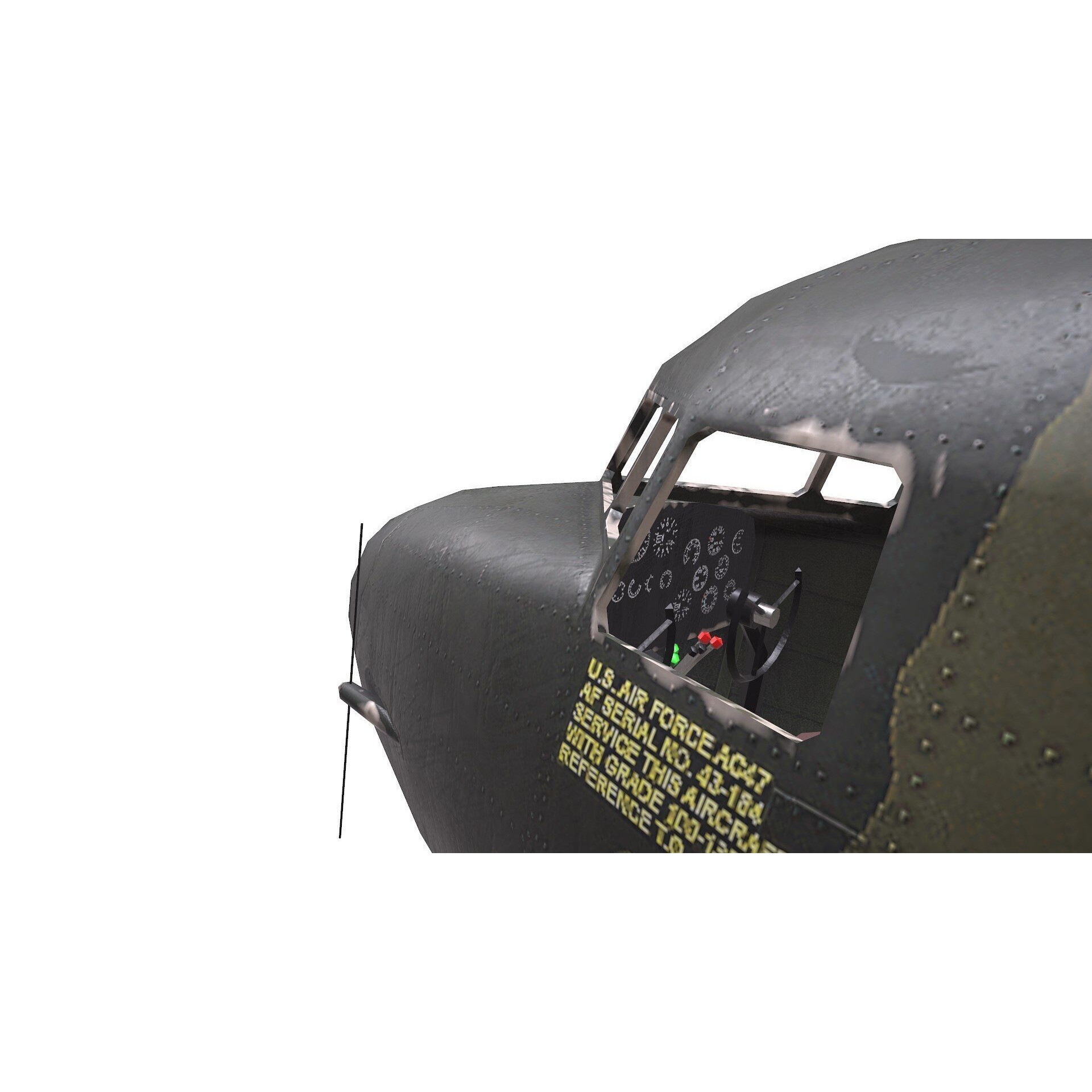 Douglas AC-47 Spooky Gunship - Low-Poly Game-Ready 3D Model - View 6