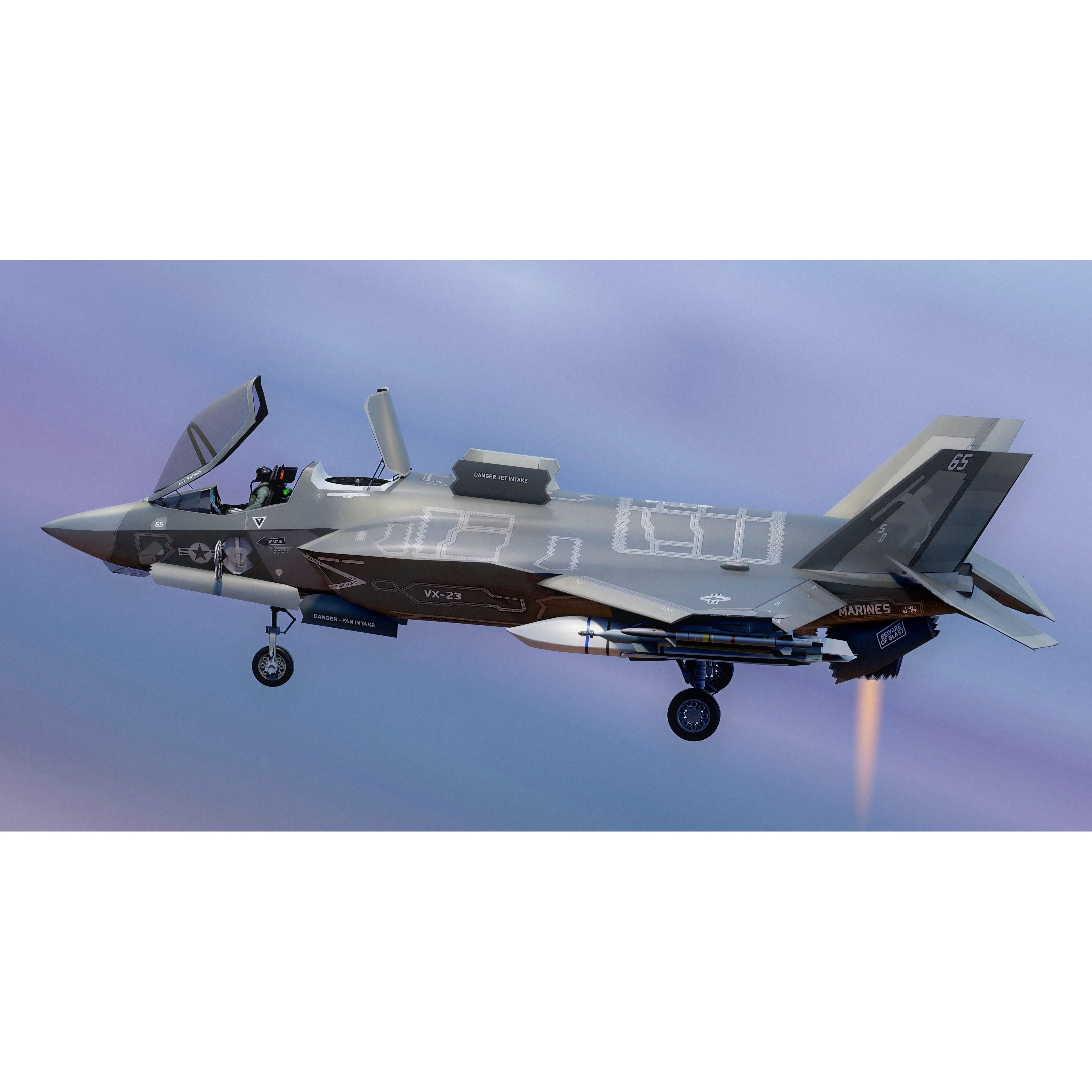 F35B Lightning II - Low-Poly Game-Ready 3D Model - View 10