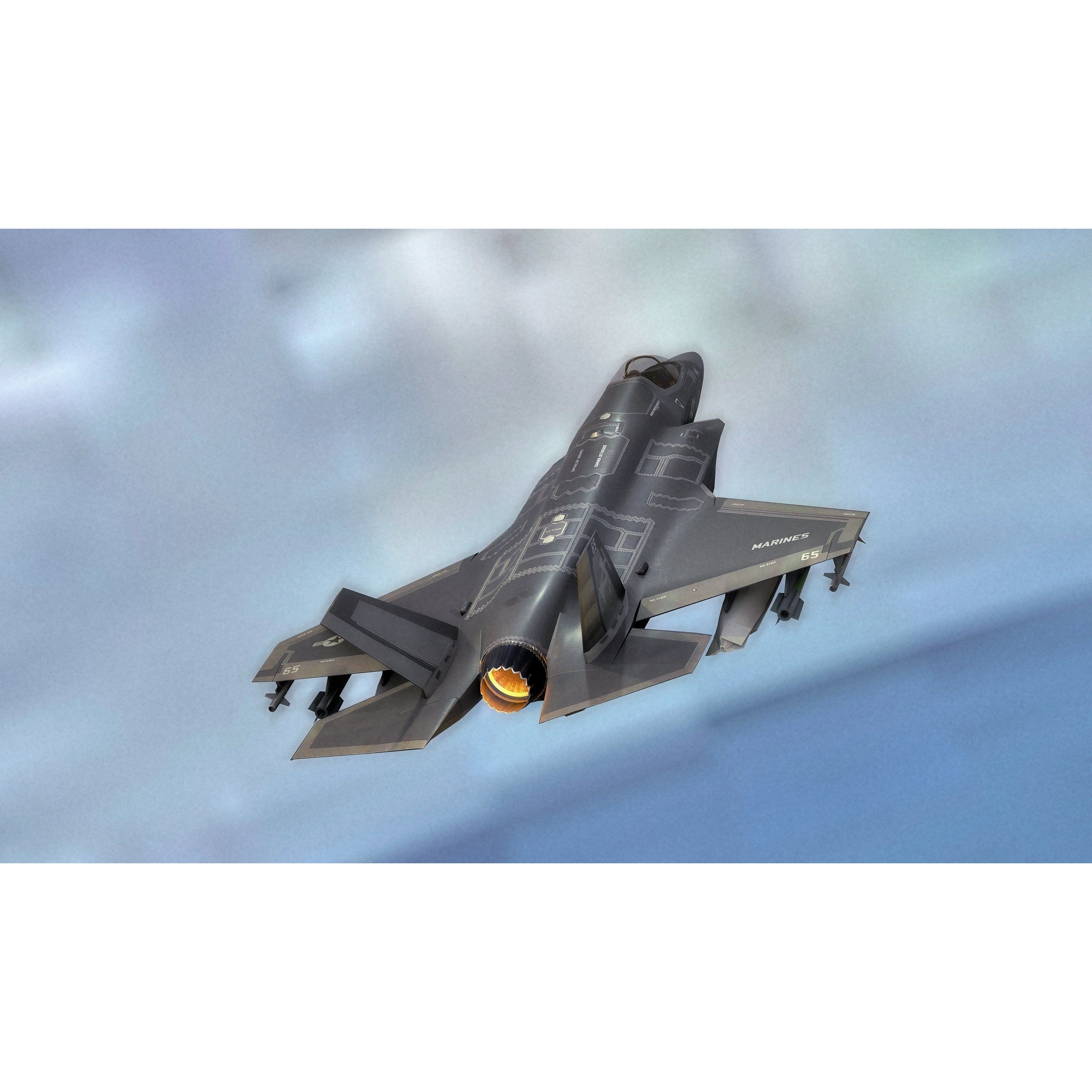 F35B Lightning II - Low-Poly Game-Ready 3D Model - View 12