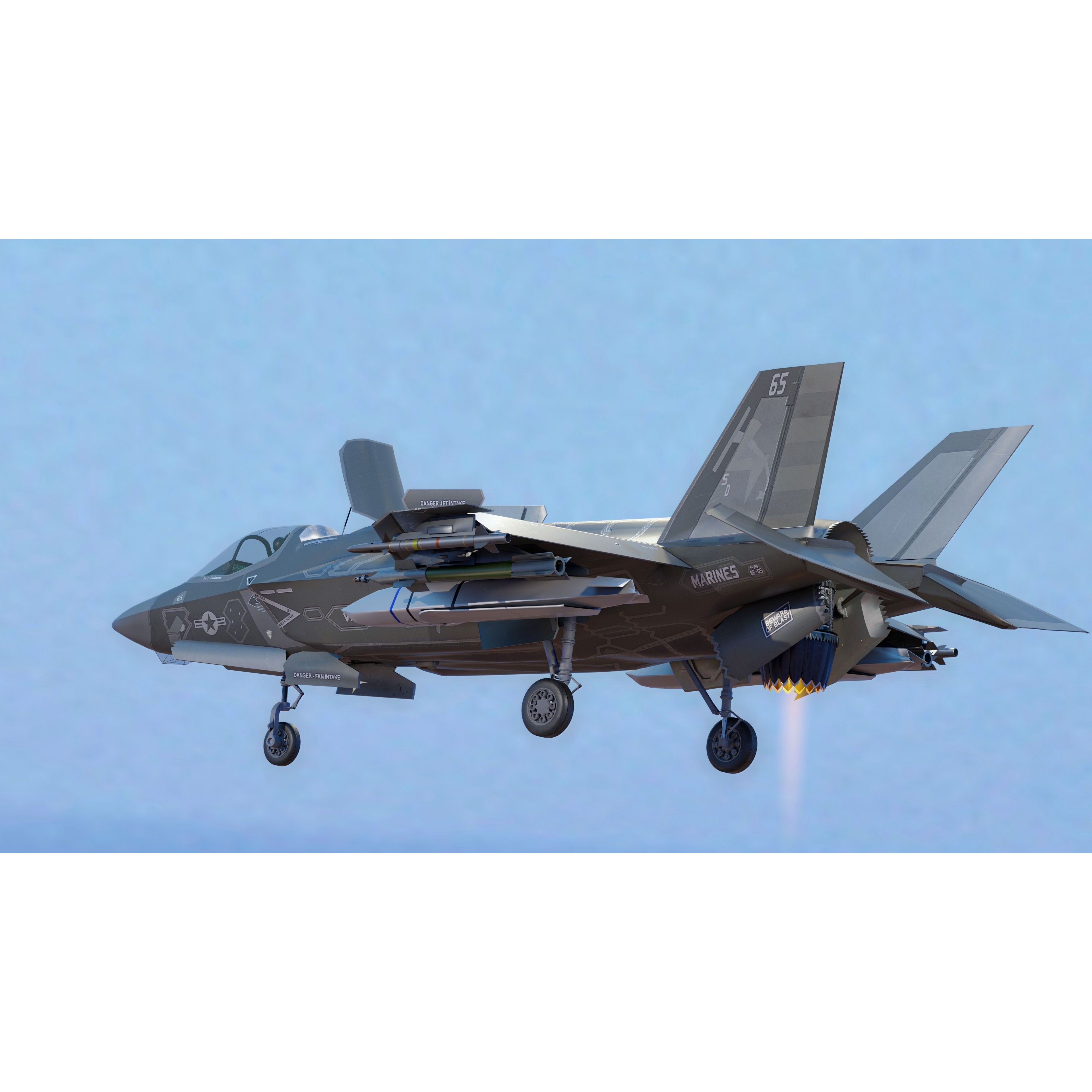 F35B Lightning II - Low-Poly Game-Ready 3D Model - View 17