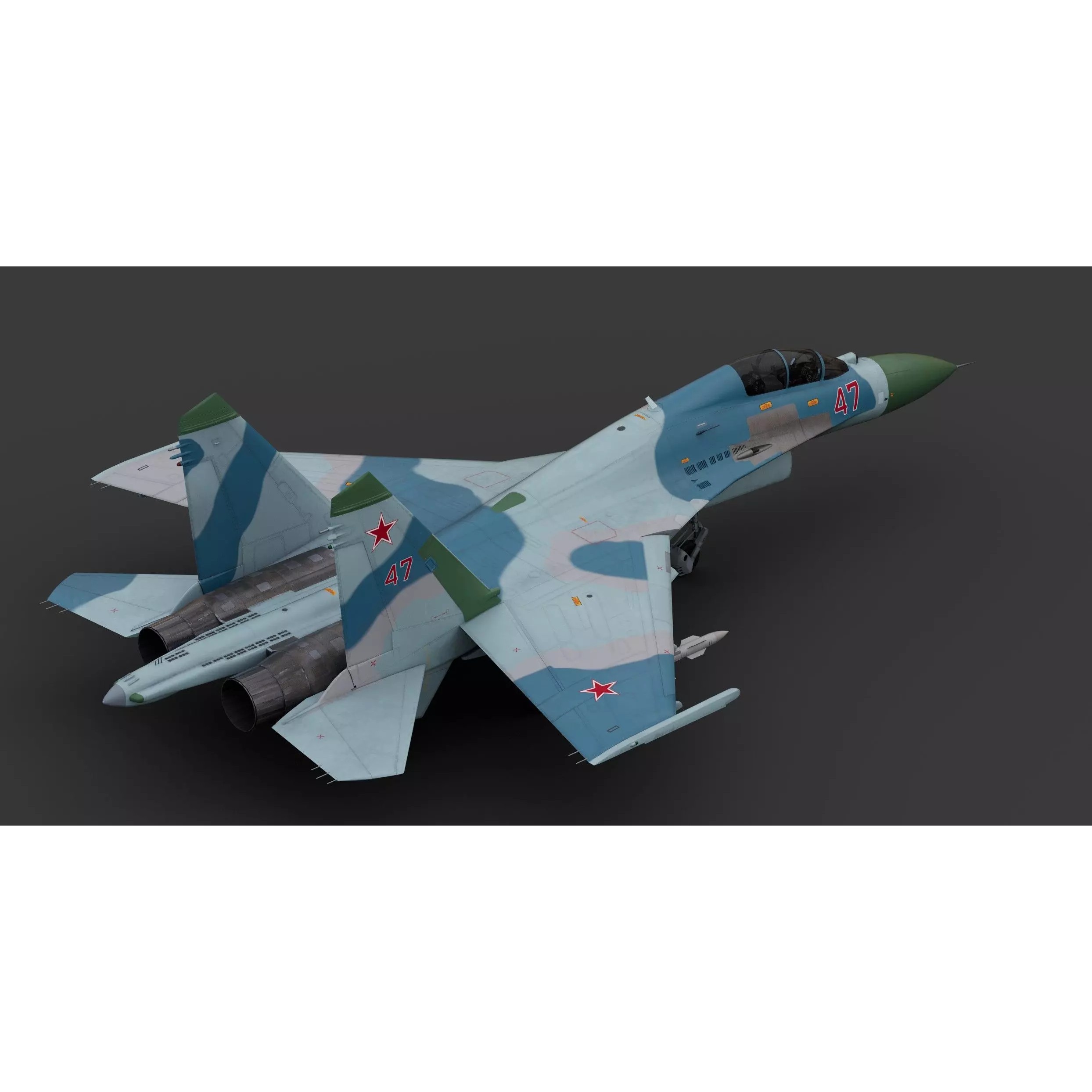 Sukhoi SU-27UB Flanker C - Game-Ready 3D Model - View 10