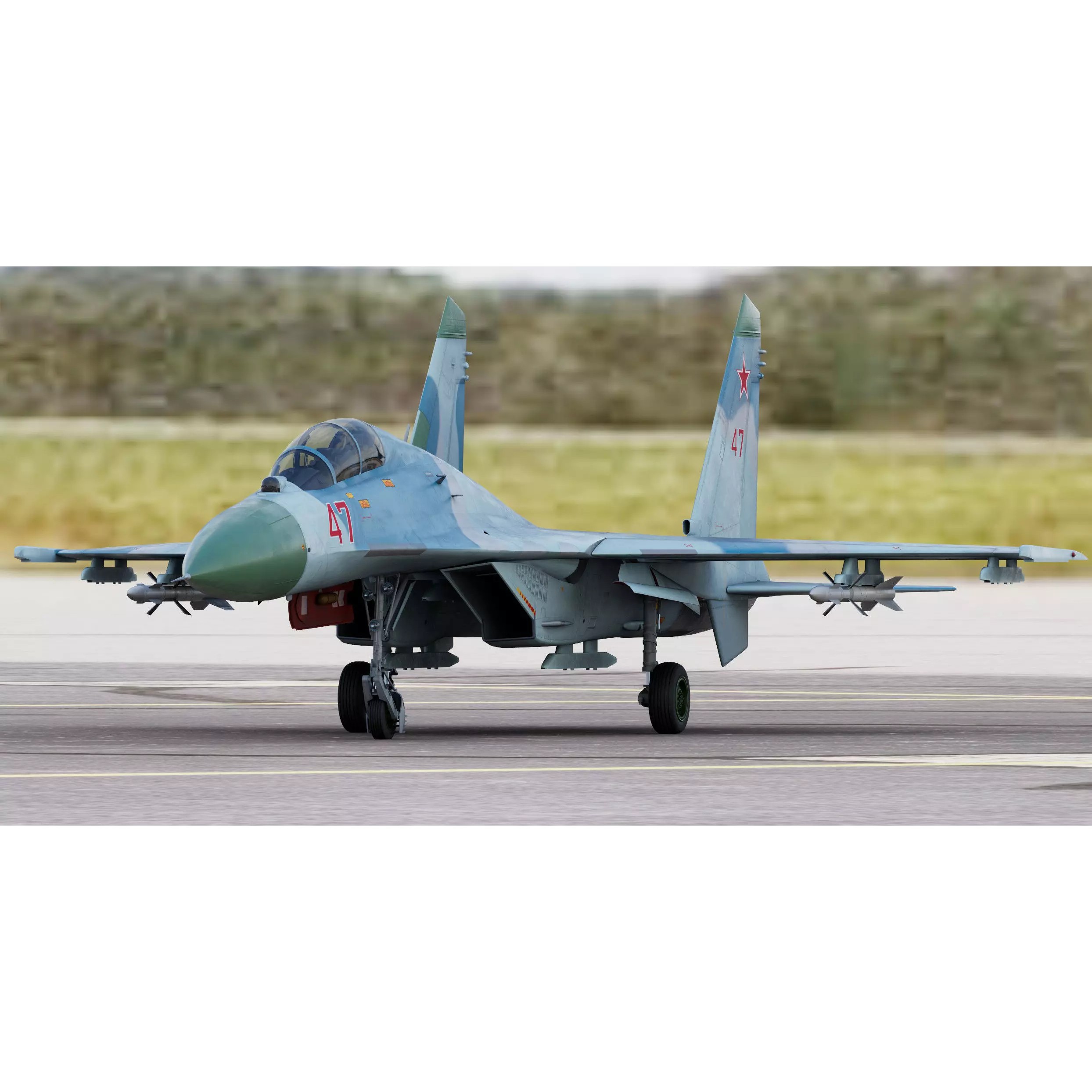 Sukhoi SU-27UB Flanker C - Game-Ready 3D Model - View 2