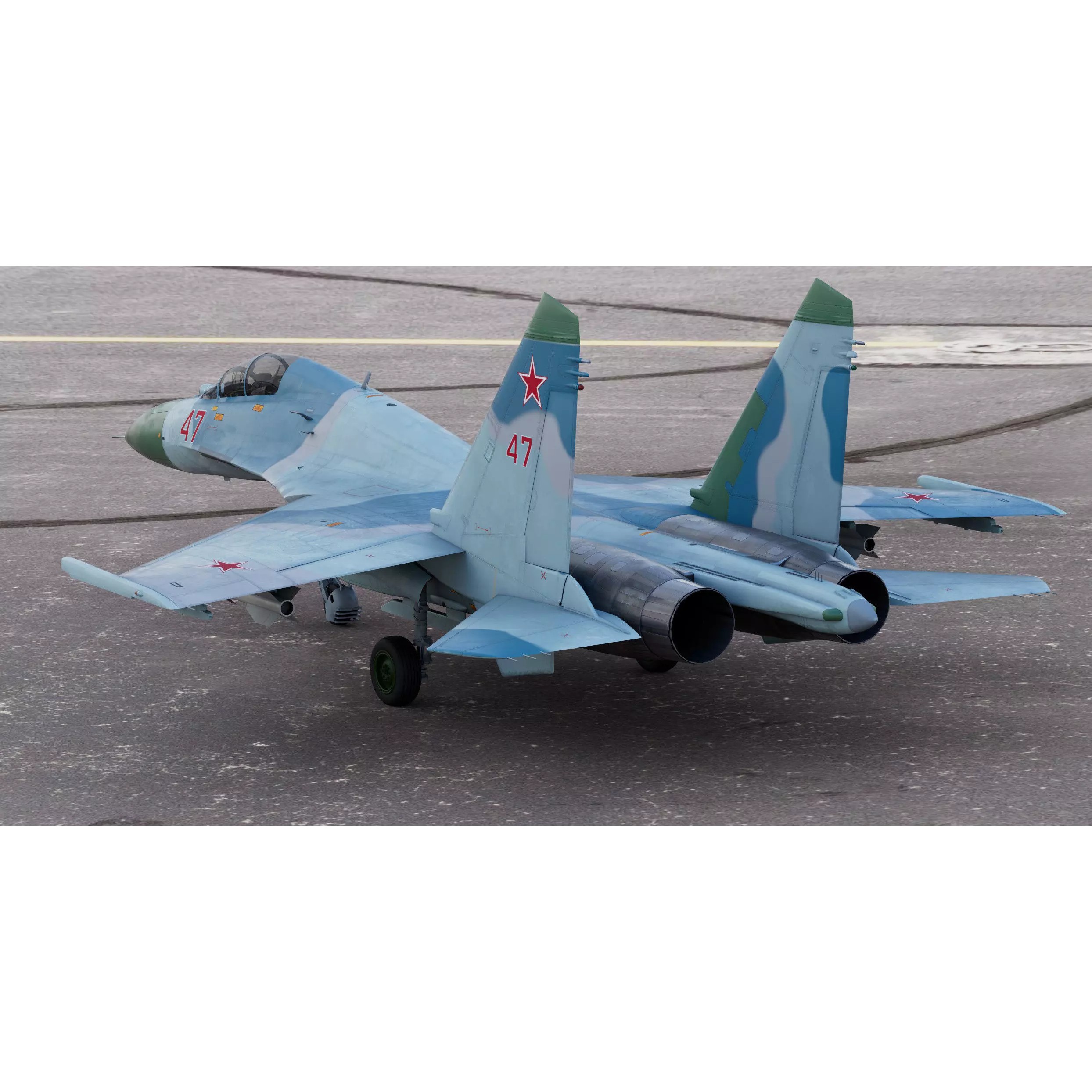 Sukhoi SU-27UB Flanker C - Game-Ready 3D Model - View 3