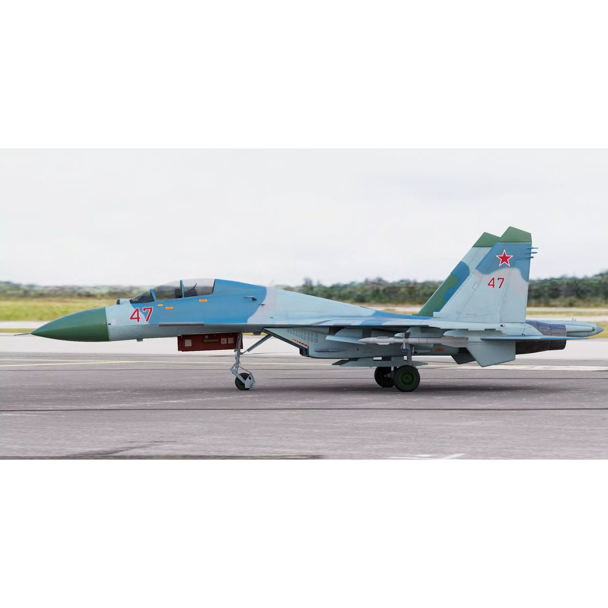 Sukhoi SU-27UB Flanker C - Game-Ready 3D Model - View 4