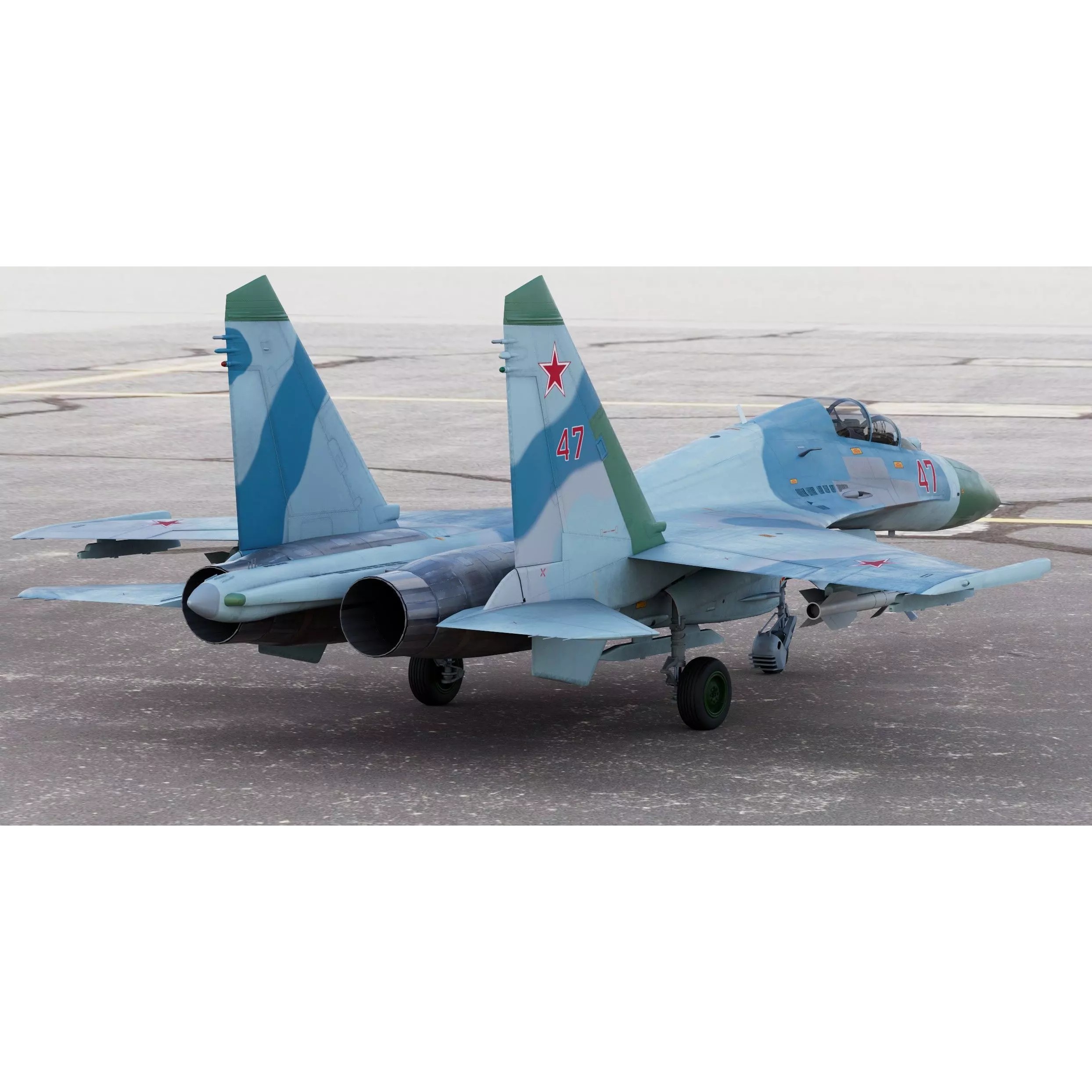 Sukhoi SU-27UB Flanker C - Game-Ready 3D Model - View 6