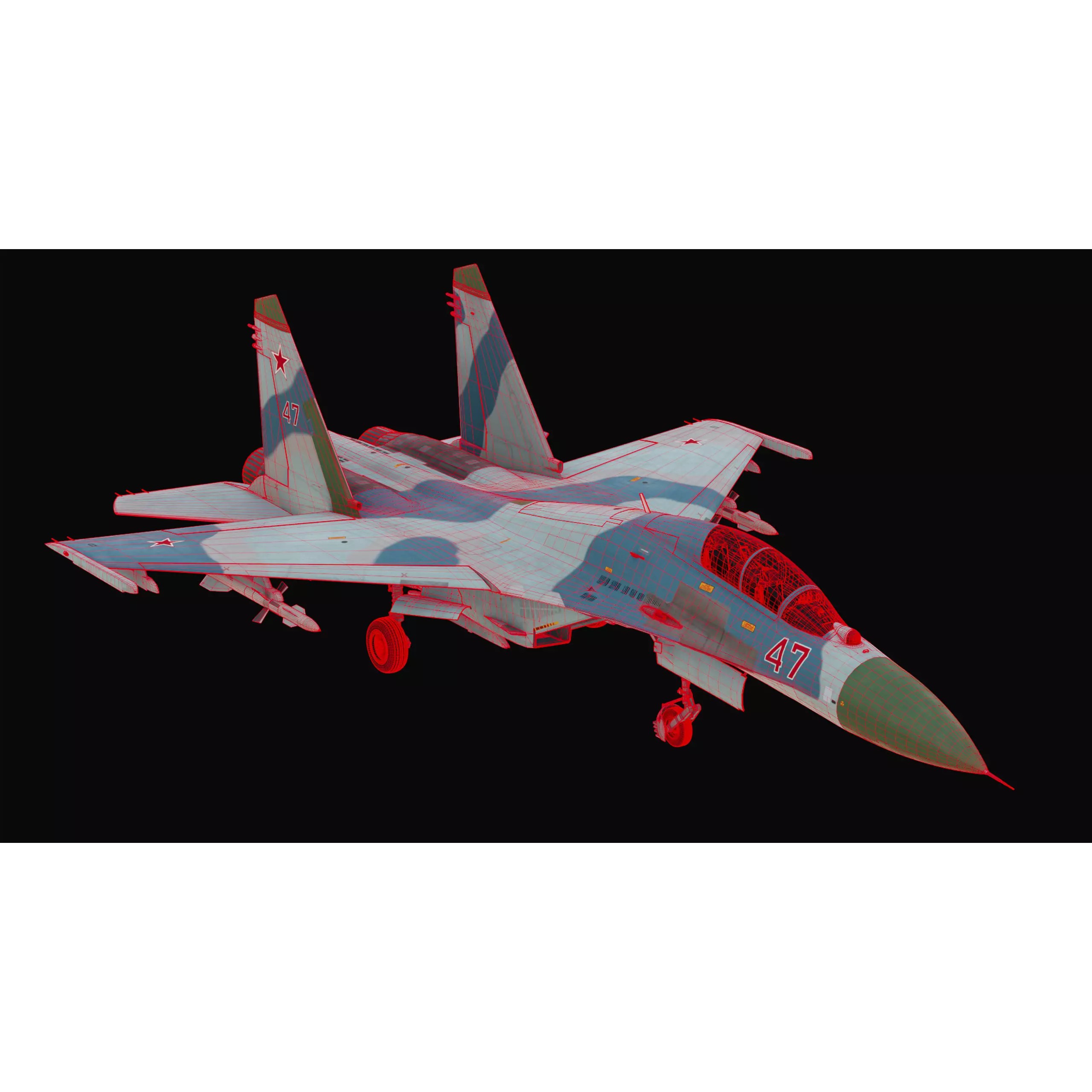 Sukhoi SU-27UB Flanker C - Game-Ready 3D Model - View 8