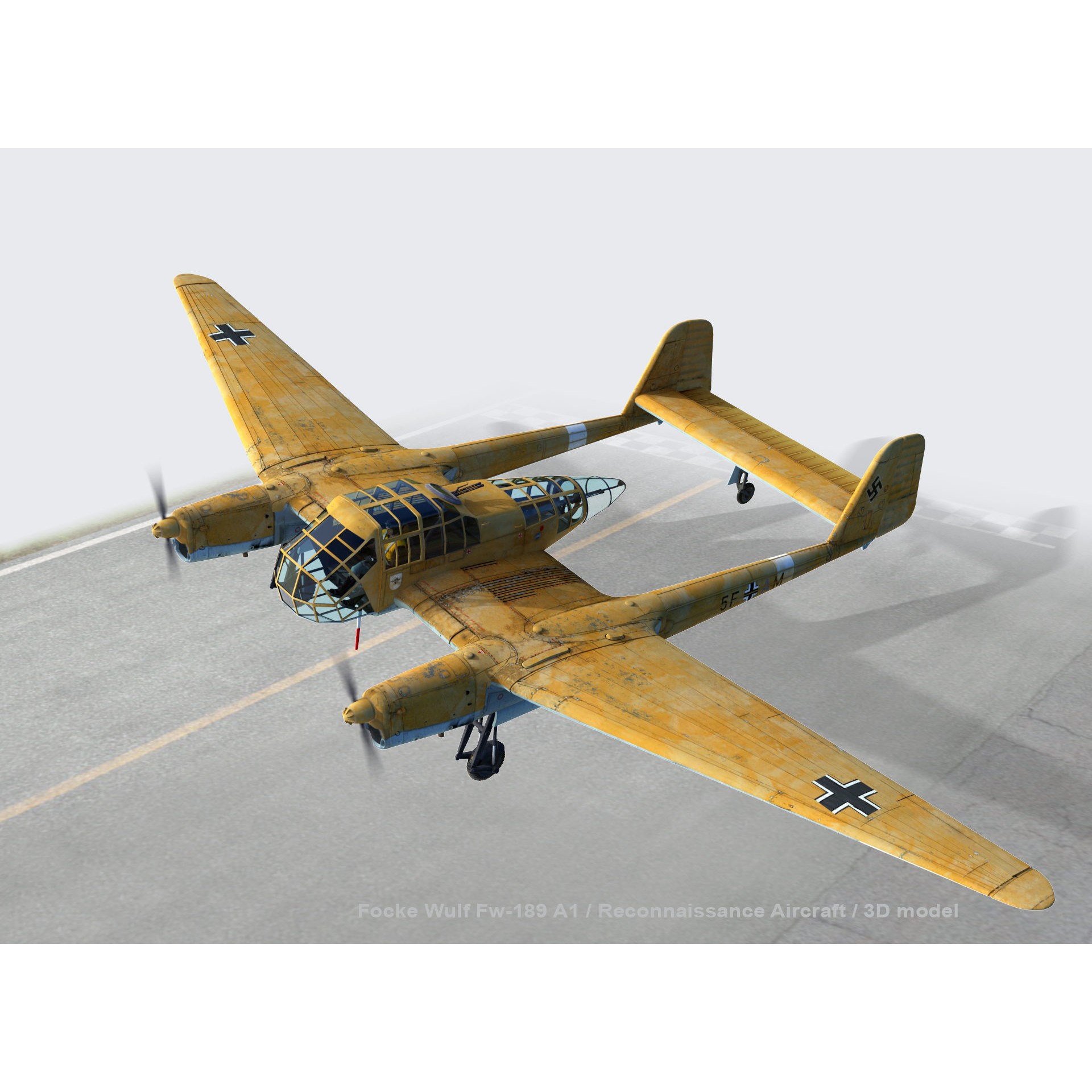 Focke-Wulf Fw 189 A1 - Low-Poly Game-Ready 3D Model - View 12