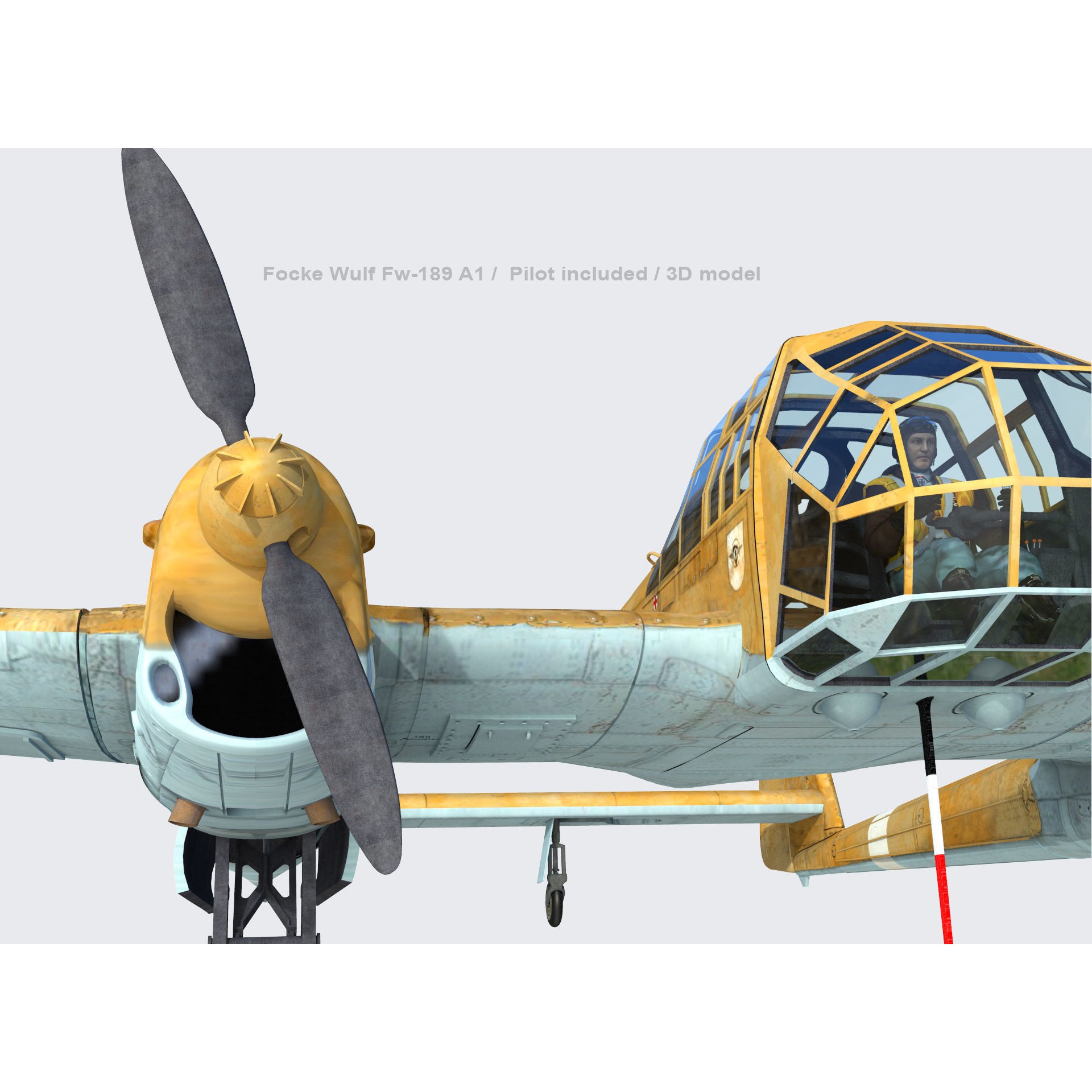 Focke-Wulf Fw 189 A1 - Low-Poly Game-Ready 3D Model - View 13