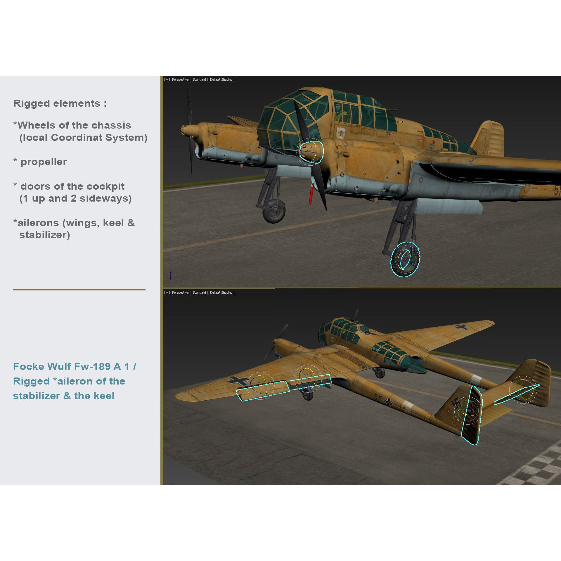 Focke-Wulf Fw 189 A1 - Low-Poly Game-Ready 3D Model - View 14