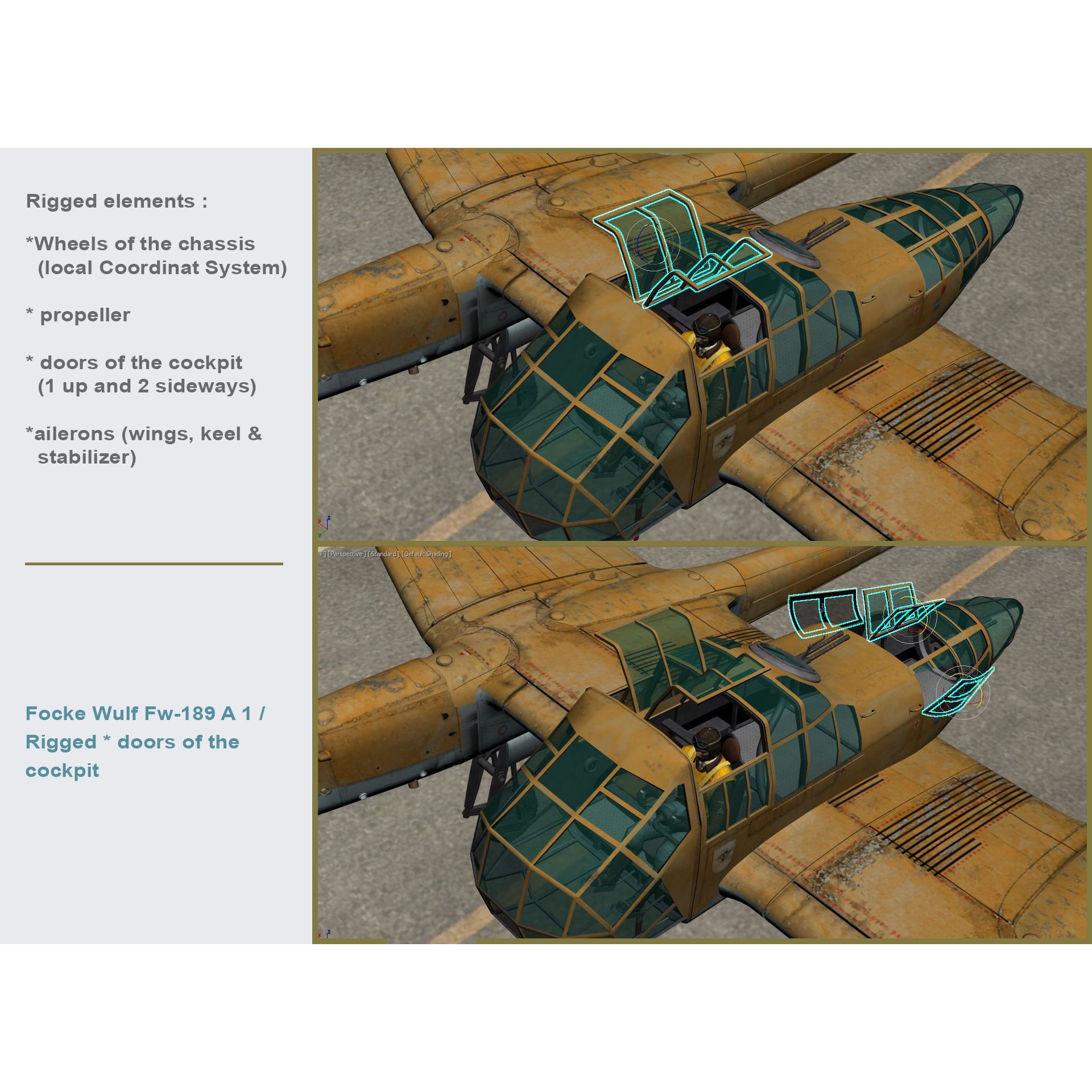 Focke-Wulf Fw 189 A1 - Low-Poly Game-Ready 3D Model - View 15