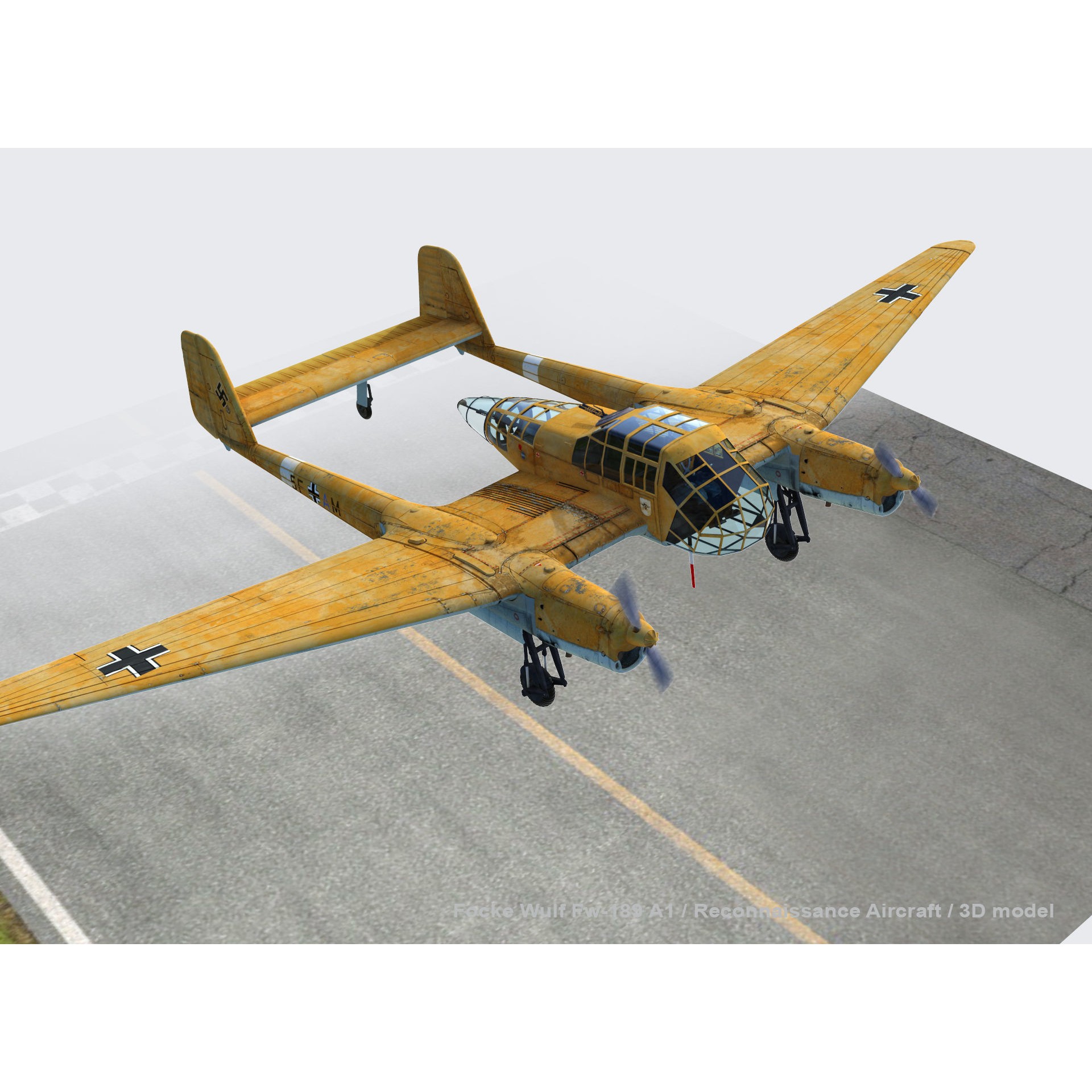 Focke-Wulf Fw 189 A1 - Low-Poly Game-Ready 3D Model - View 3