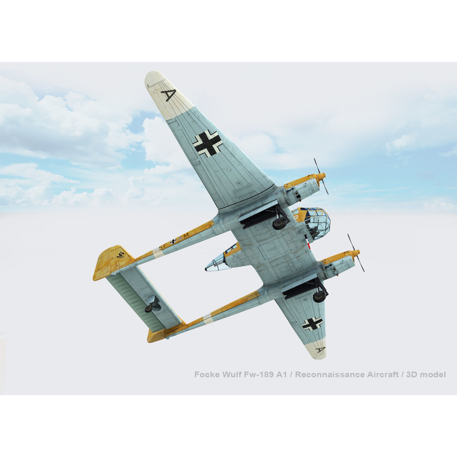 Focke-Wulf Fw 189 A1 - Low-Poly Game-Ready 3D Model - View 6
