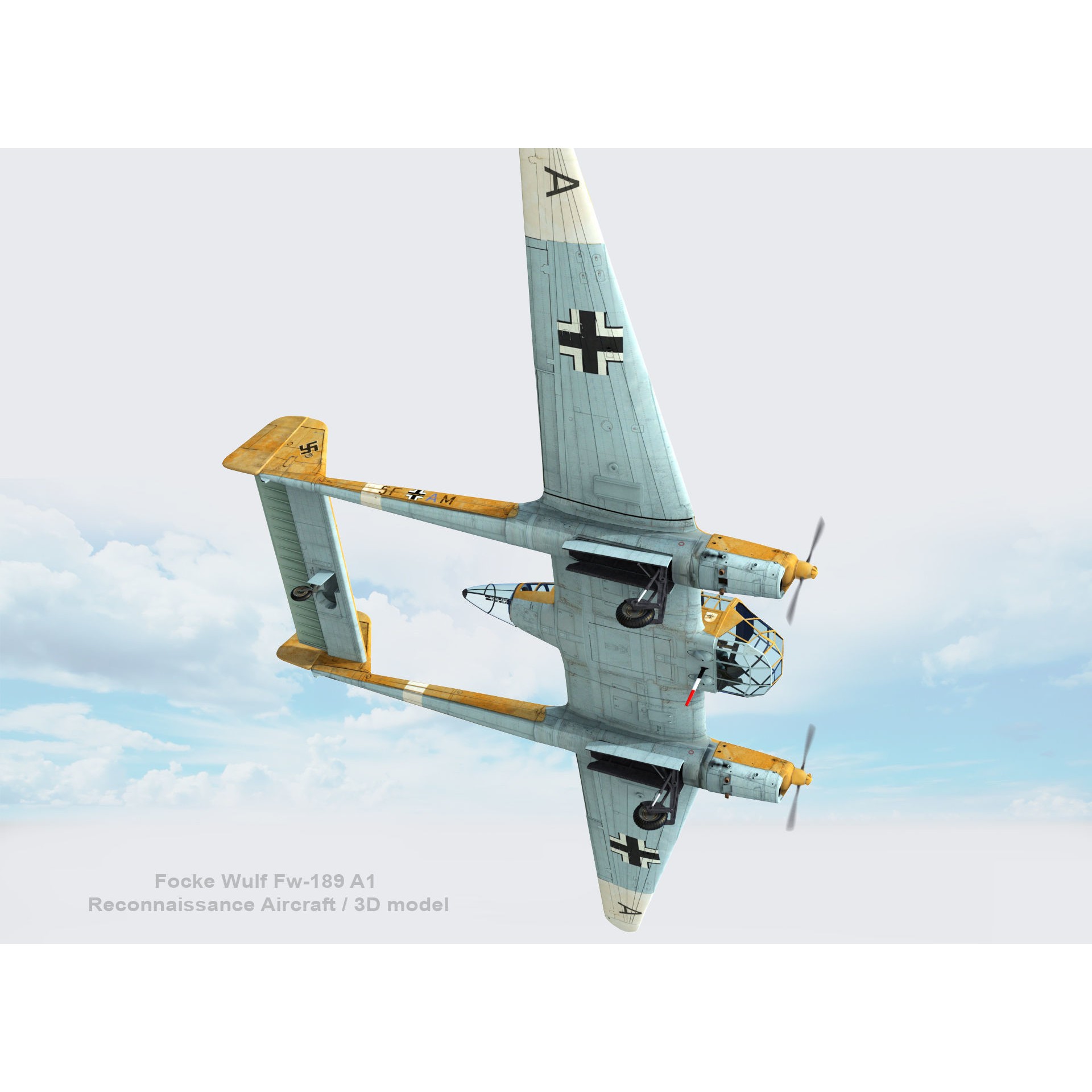 Focke-Wulf Fw 189 A1 - Low-Poly Game-Ready 3D Model - View 8
