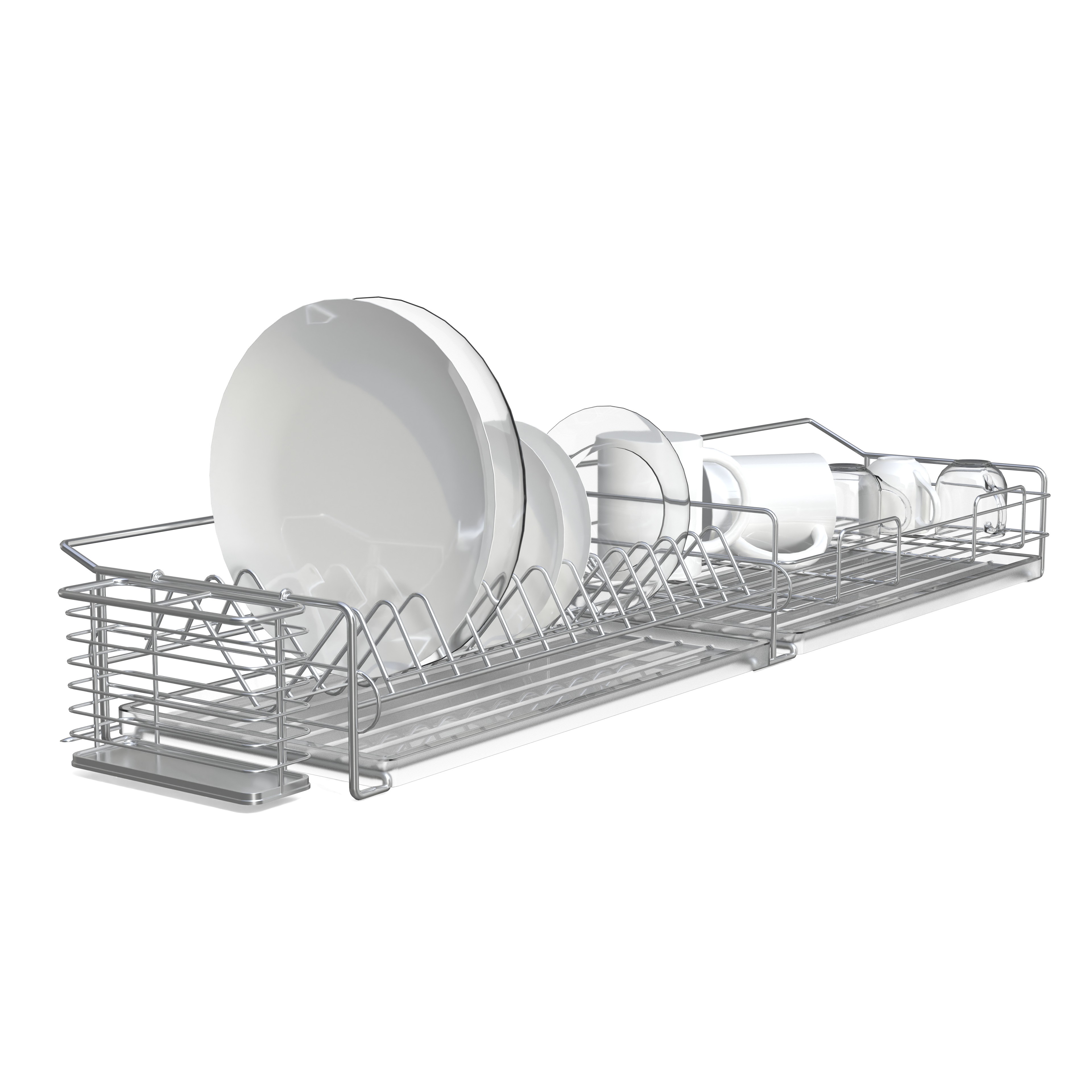 Stainless Steel Dish Rack - Low-Poly 3D Model - View 6