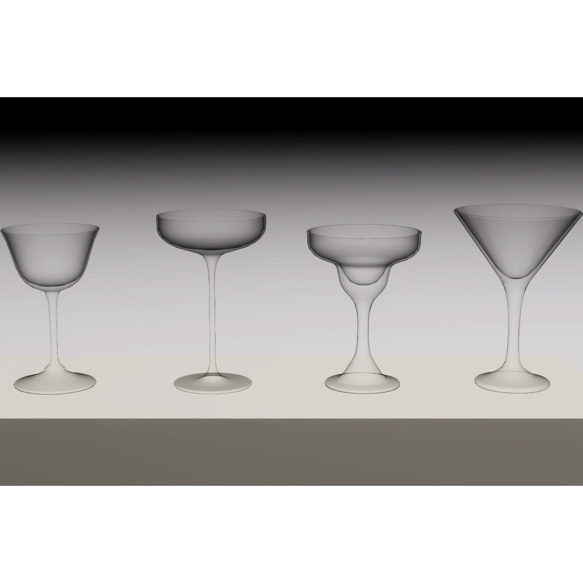 Cocktail Glassware Pack - Low-Poly Game-Ready 3D Model