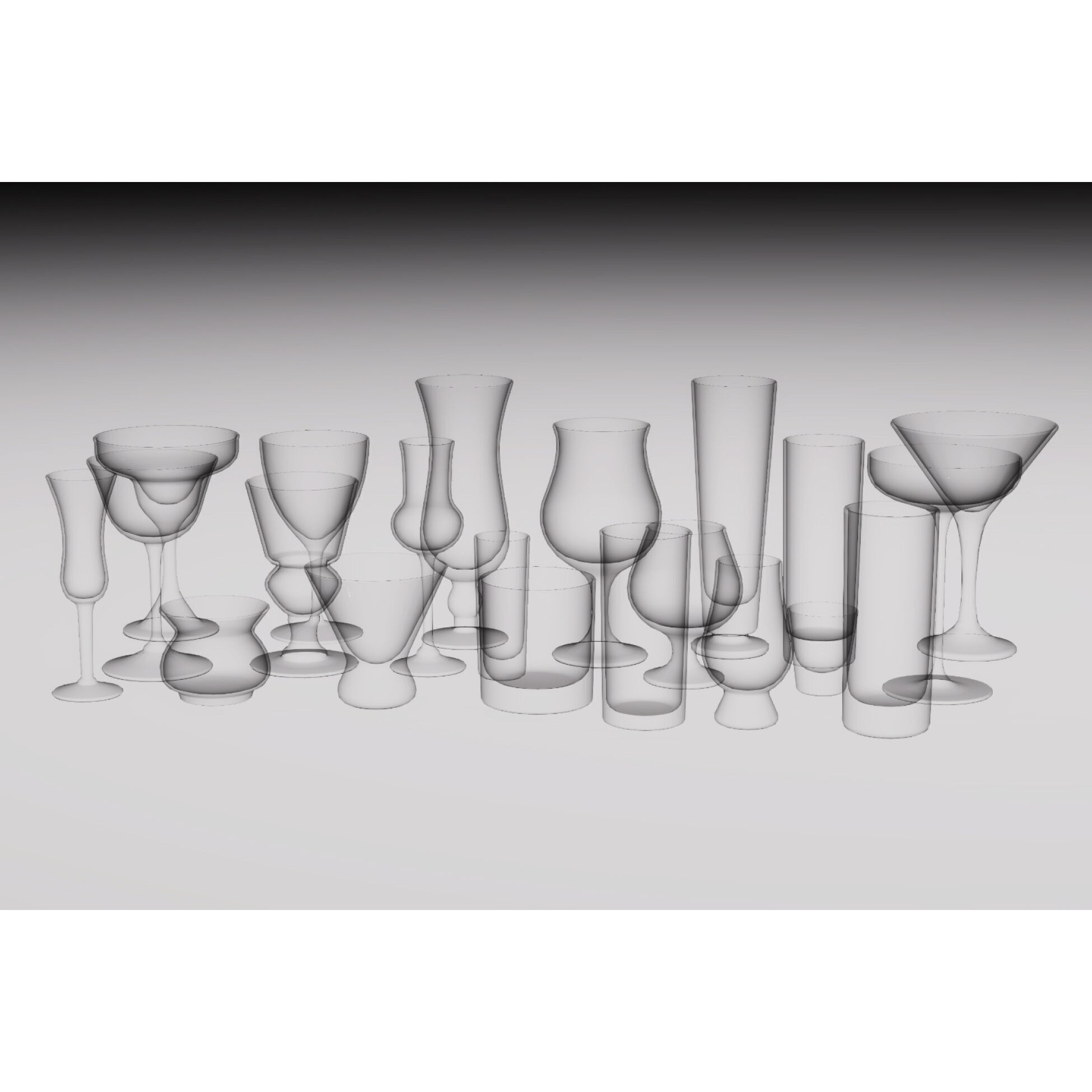 Cocktail Glassware Pack - Low-Poly Game-Ready 3D Model - View 10