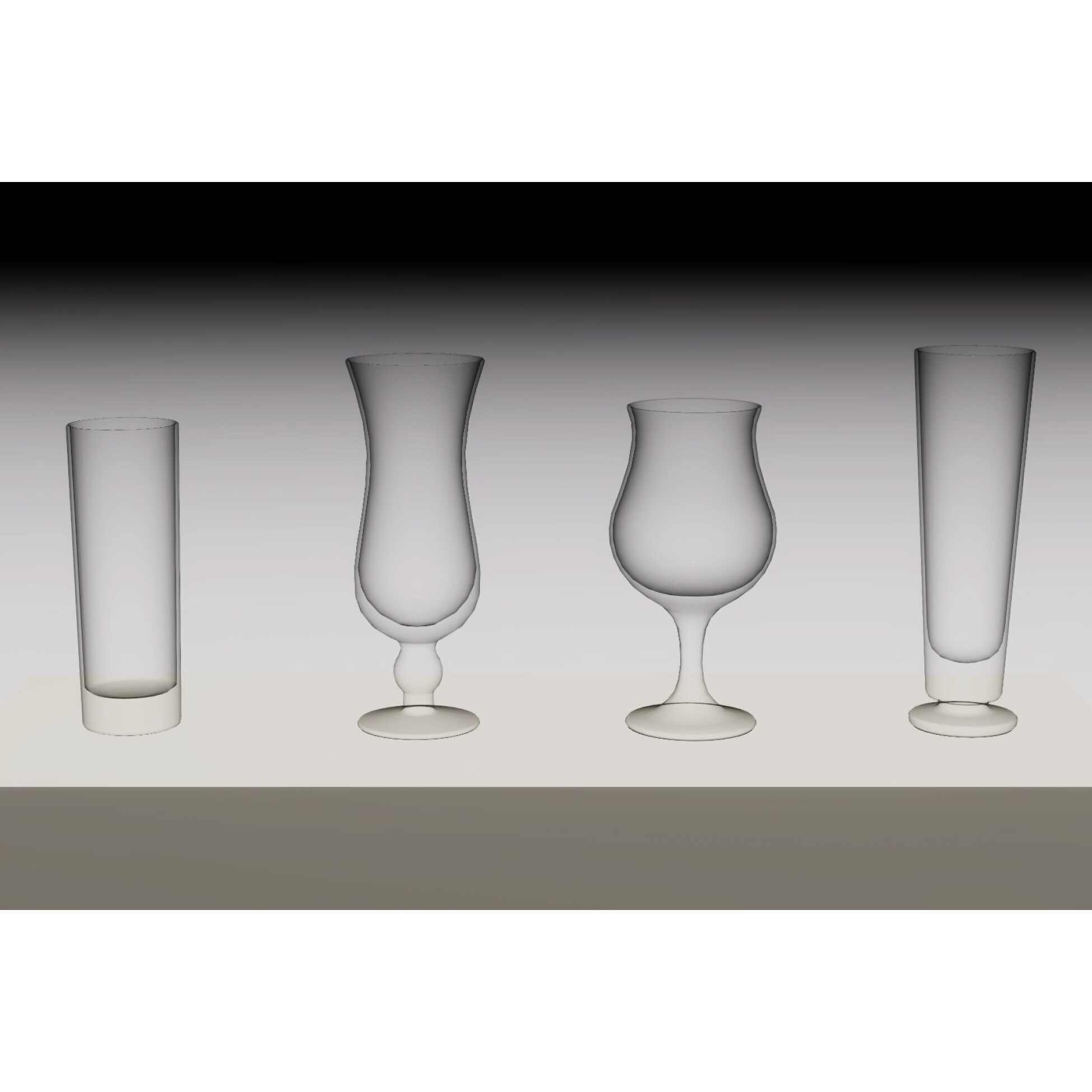 Cocktail Glassware Pack - Low-Poly Game-Ready 3D Model - View 12