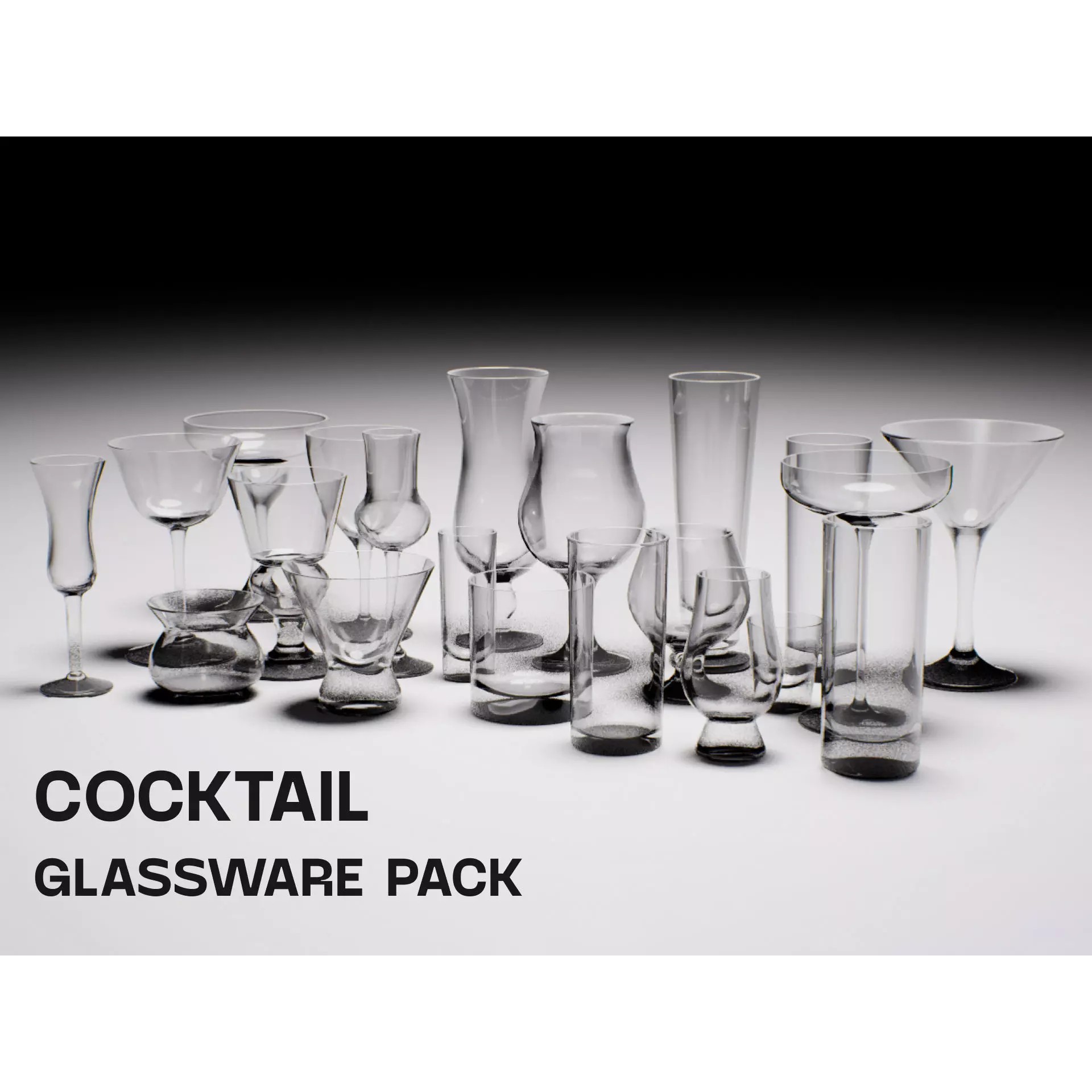 Cocktail Glassware Pack - Low-Poly Game-Ready 3D Model - View 2
