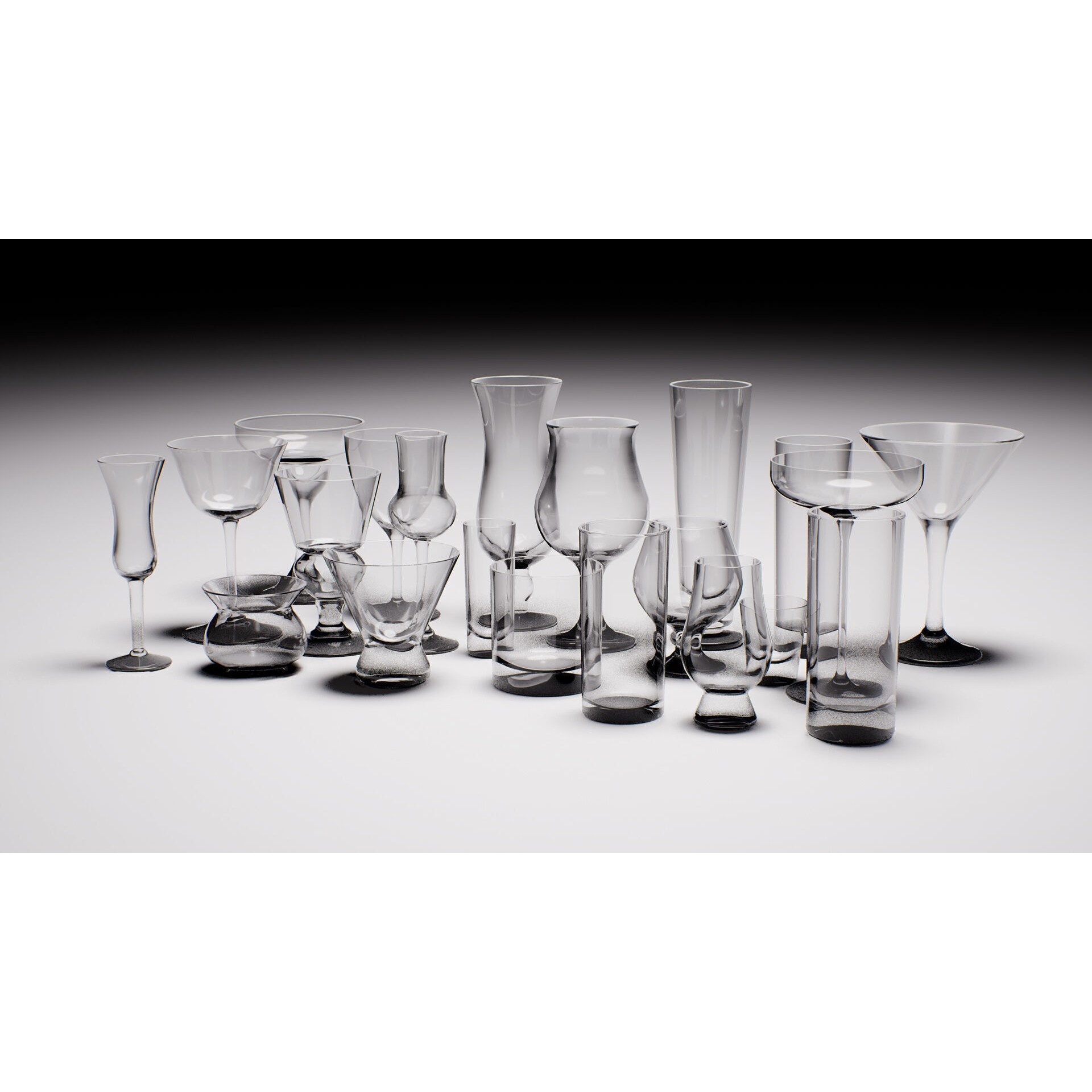 Cocktail Glassware Pack - Low-Poly Game-Ready 3D Model - View 3