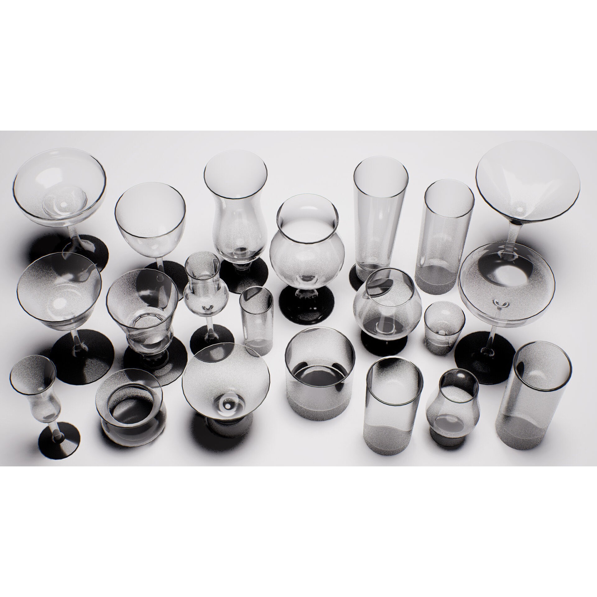 Cocktail Glassware Pack - Low-Poly Game-Ready 3D Model - View 4