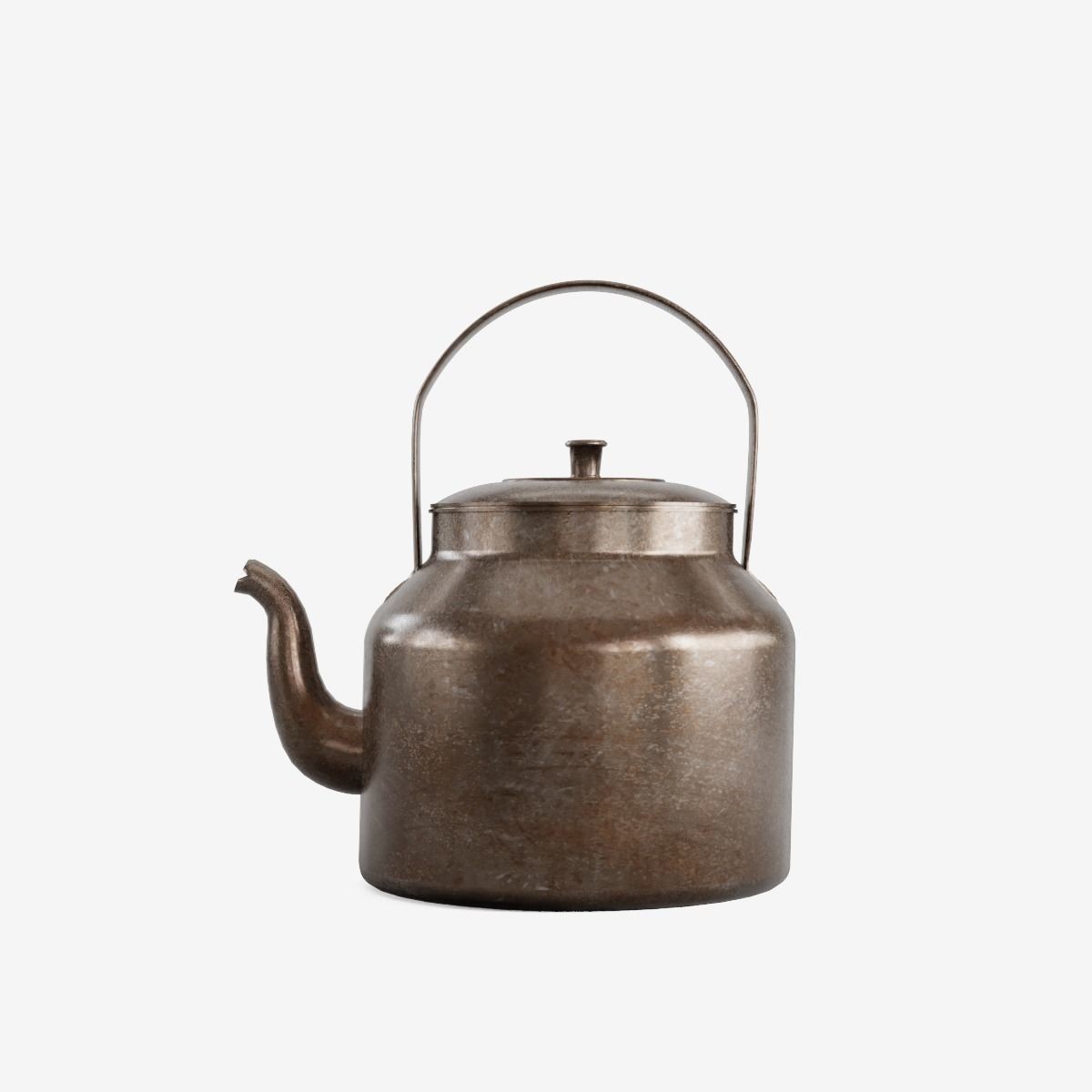 Used Stainless Steel Kettle - High-Poly Game-Ready 3D Model - View 3