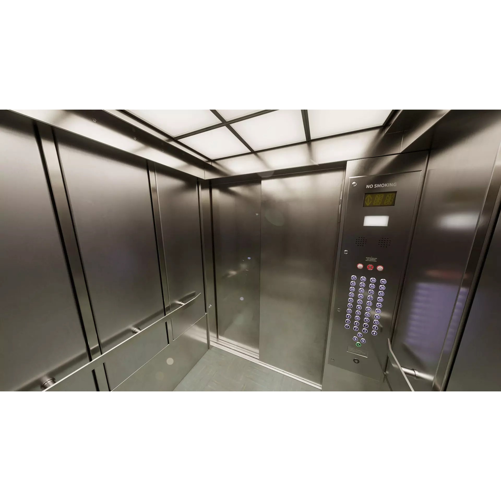 Elevator Cab Interior - Low-Poly Game-Ready 3D Model - View 2