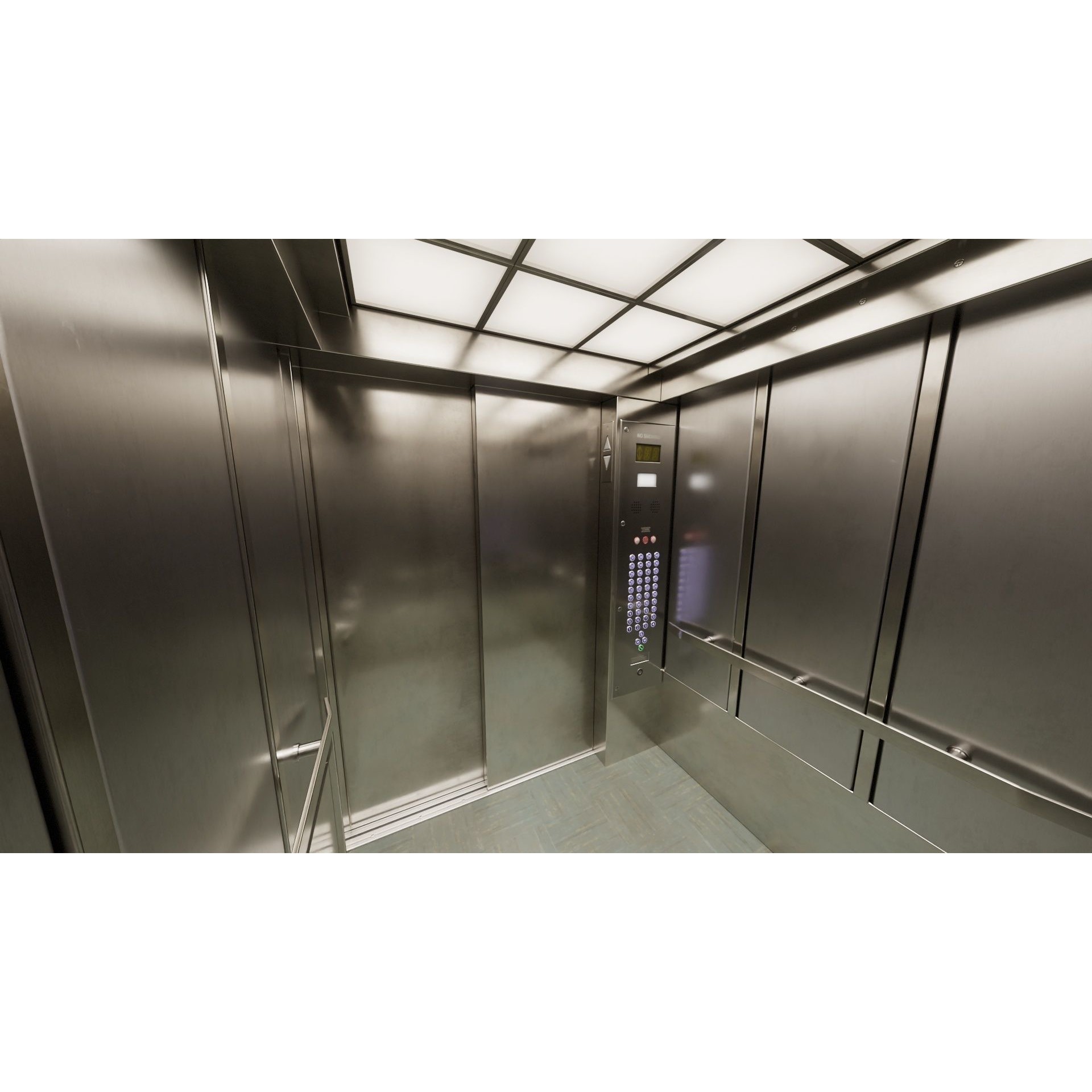 Elevator Cab Interior - Low-Poly Game-Ready 3D Model - View 3