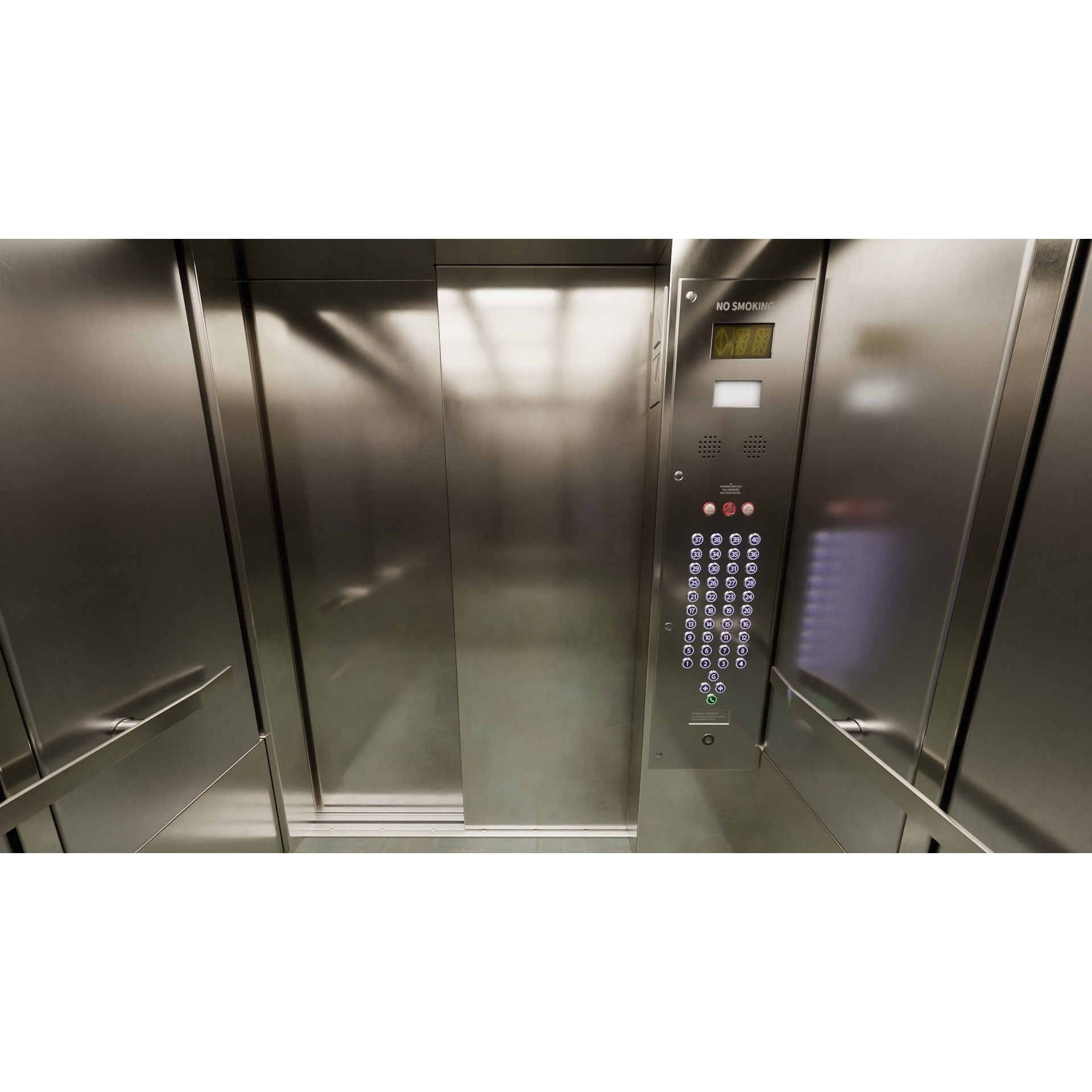 Elevator Cab Interior - Low-Poly Game-Ready 3D Model - View 7