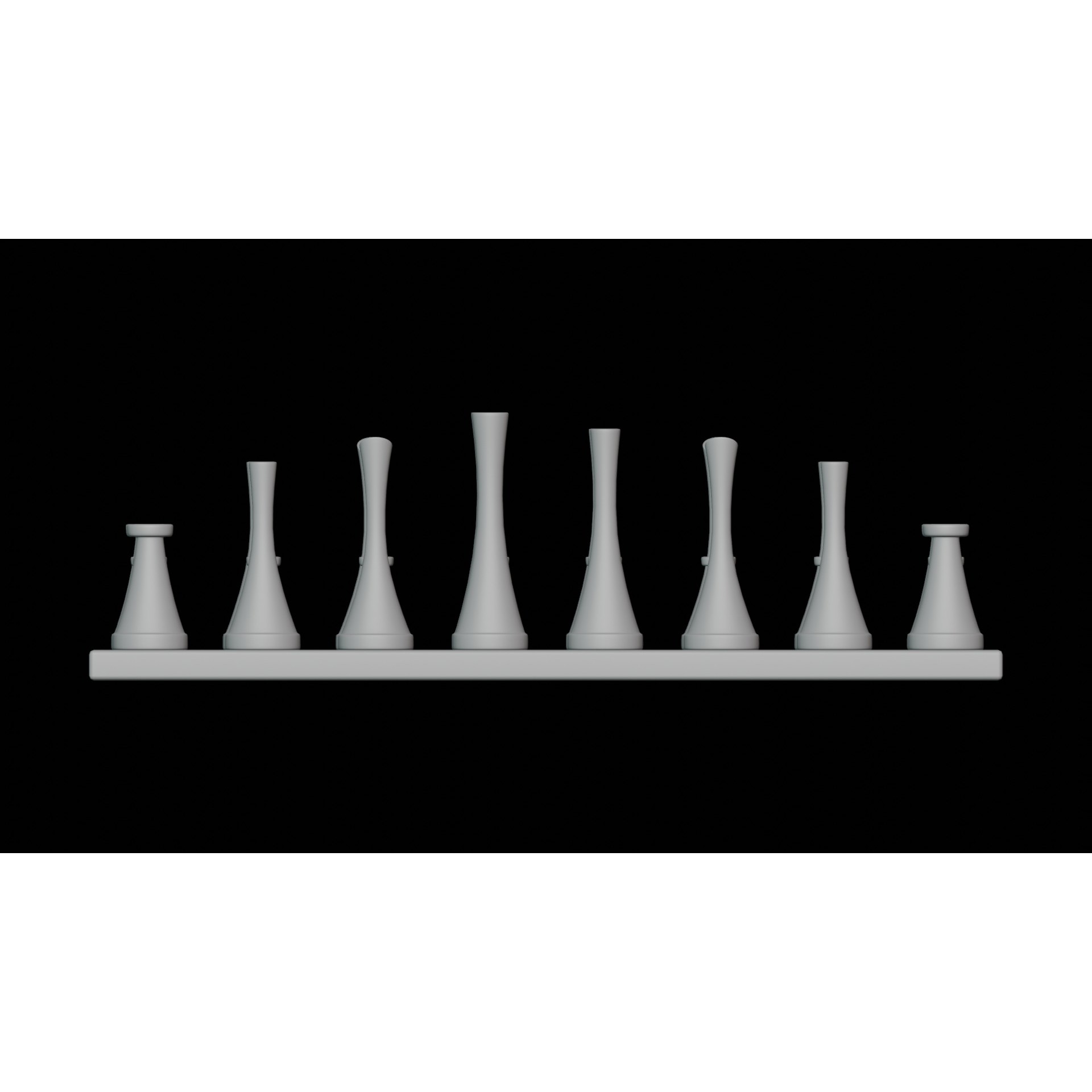 Modern Chess Set - Game-Ready 3D Model - View 7