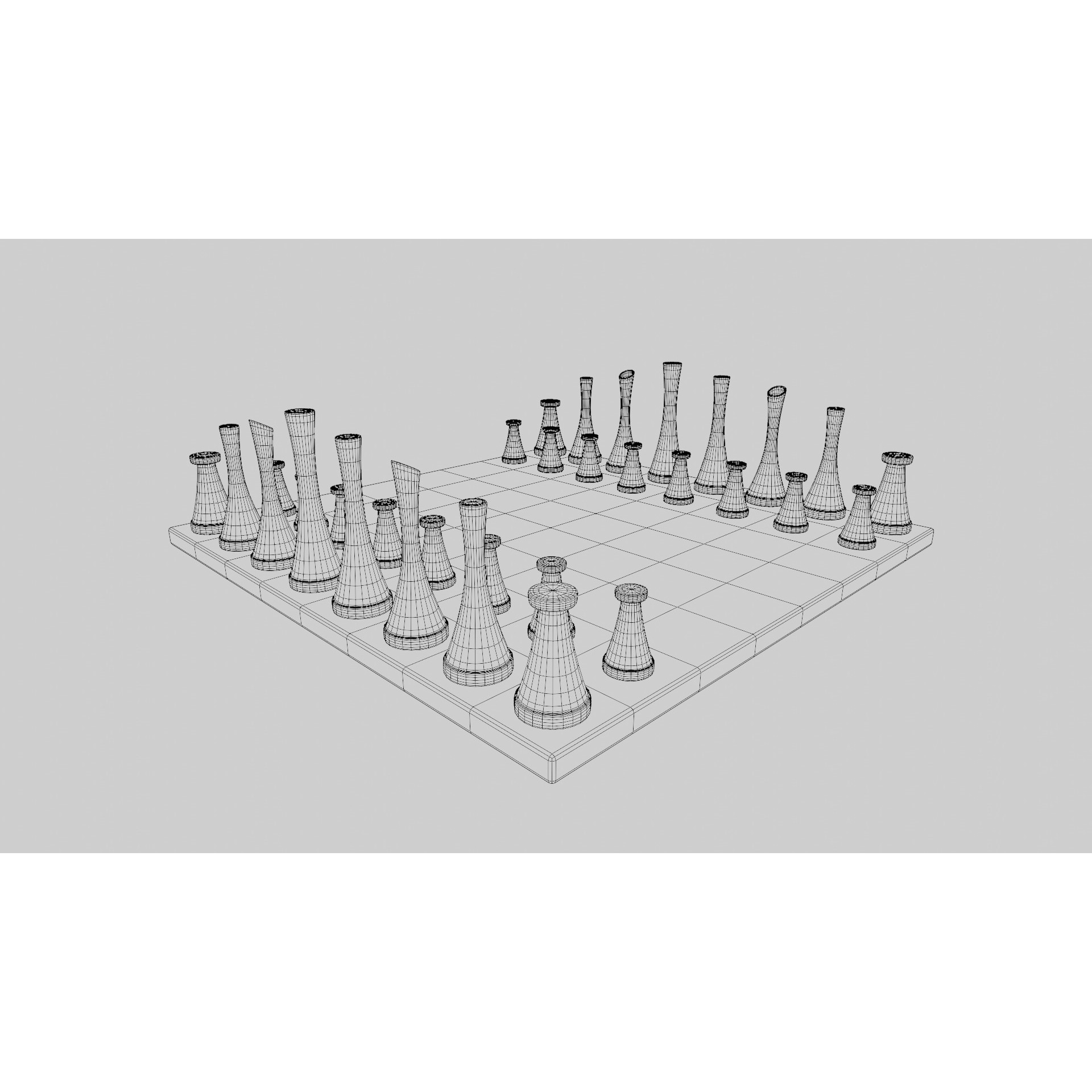 Modern Chess Set - Game-Ready 3D Model - View 9