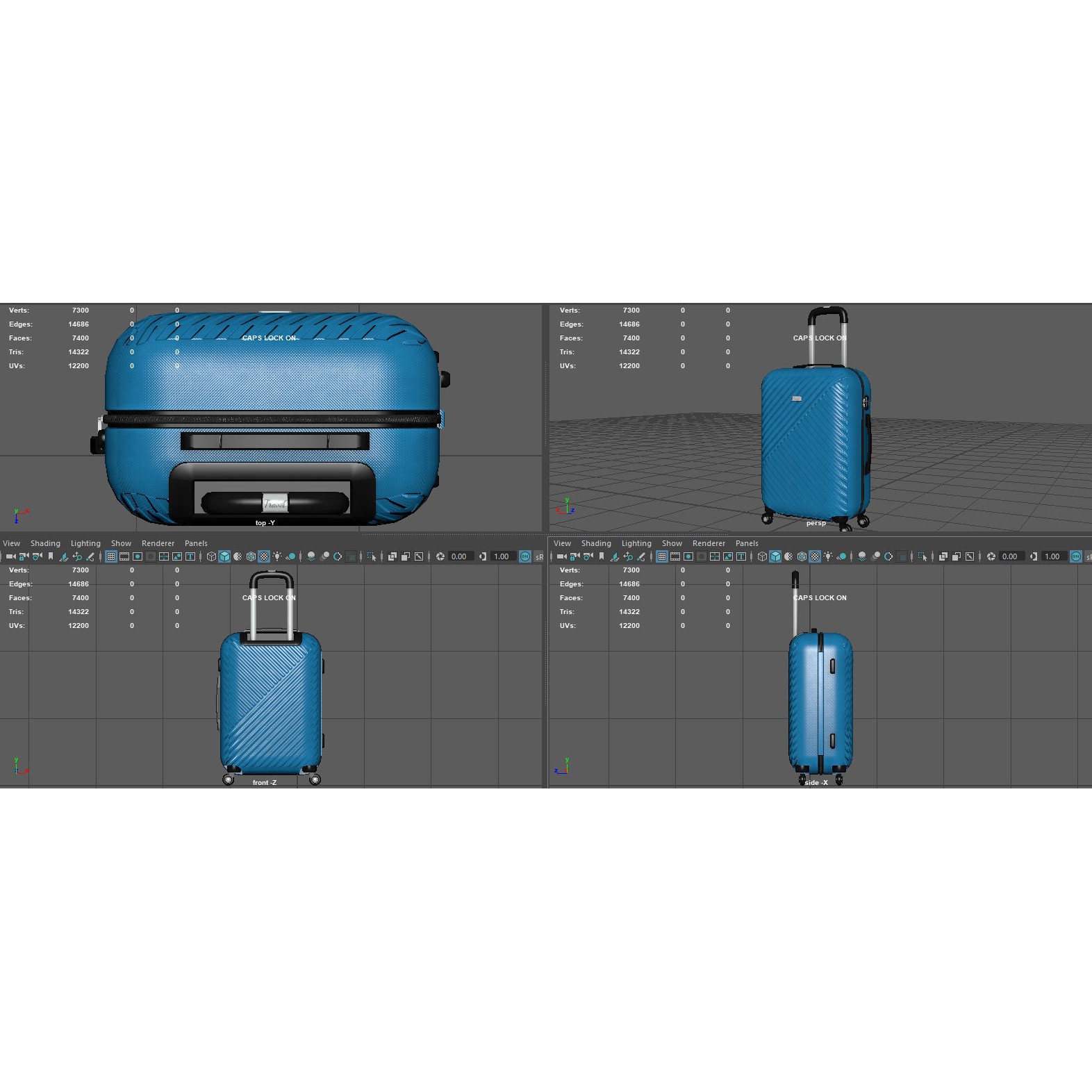 Colorful Suitcases on Wheels - Low-Poly Game-Ready 3D Model - View 17