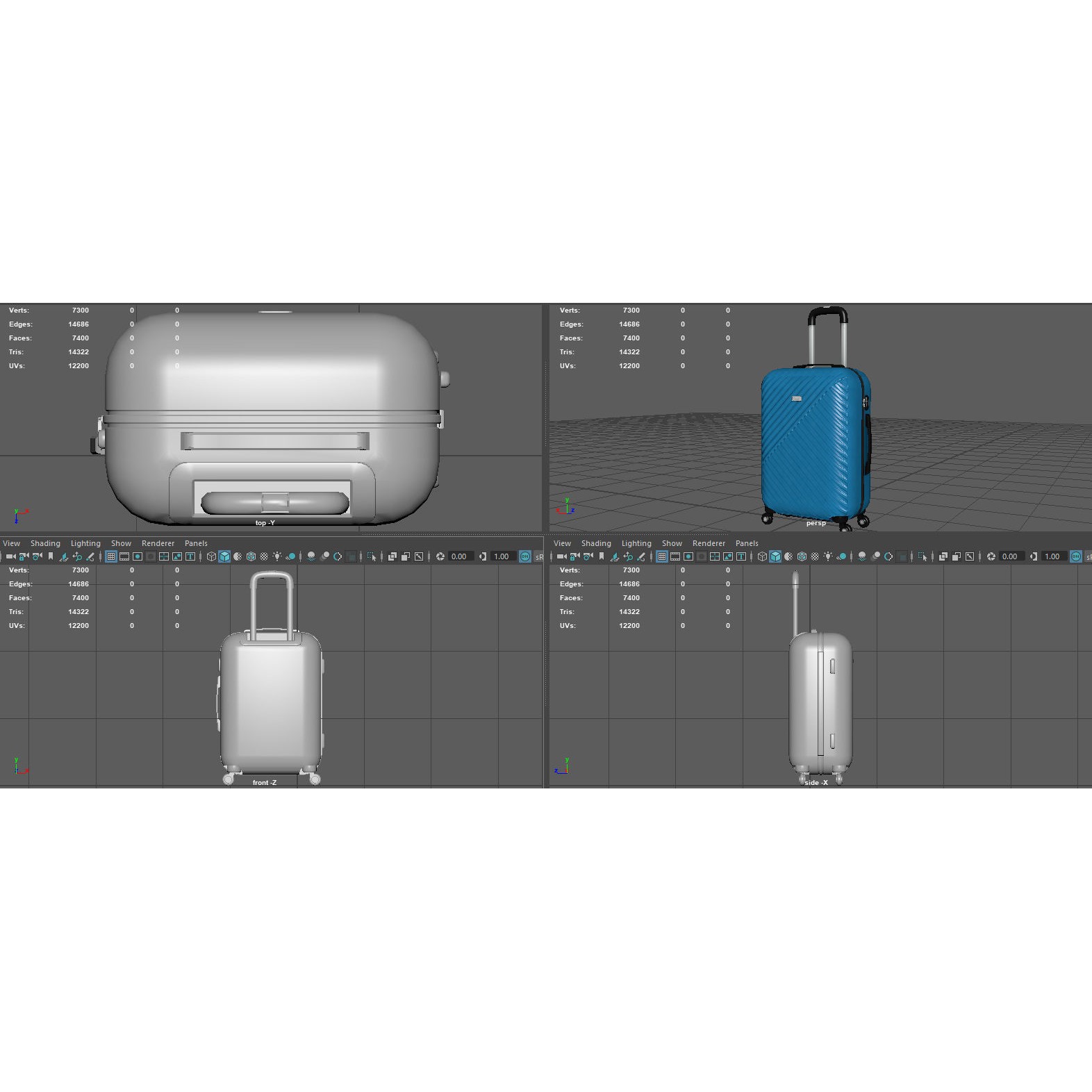 Colorful Suitcases on Wheels - Low-Poly Game-Ready 3D Model - View 18