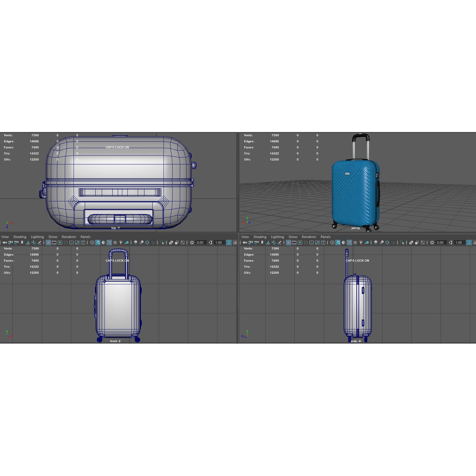 Colorful Suitcases on Wheels - Low-Poly Game-Ready 3D Model - View 19