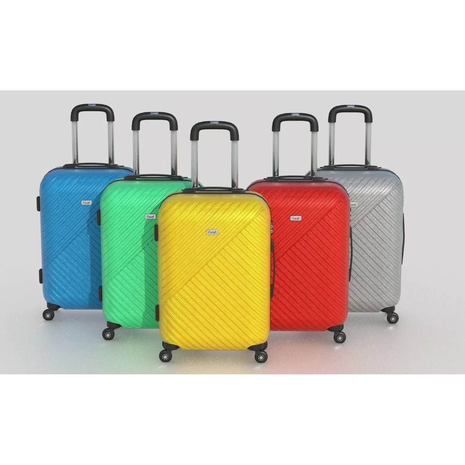 Colorful Suitcases on Wheels - Low-Poly Game-Ready 3D Model - View 2