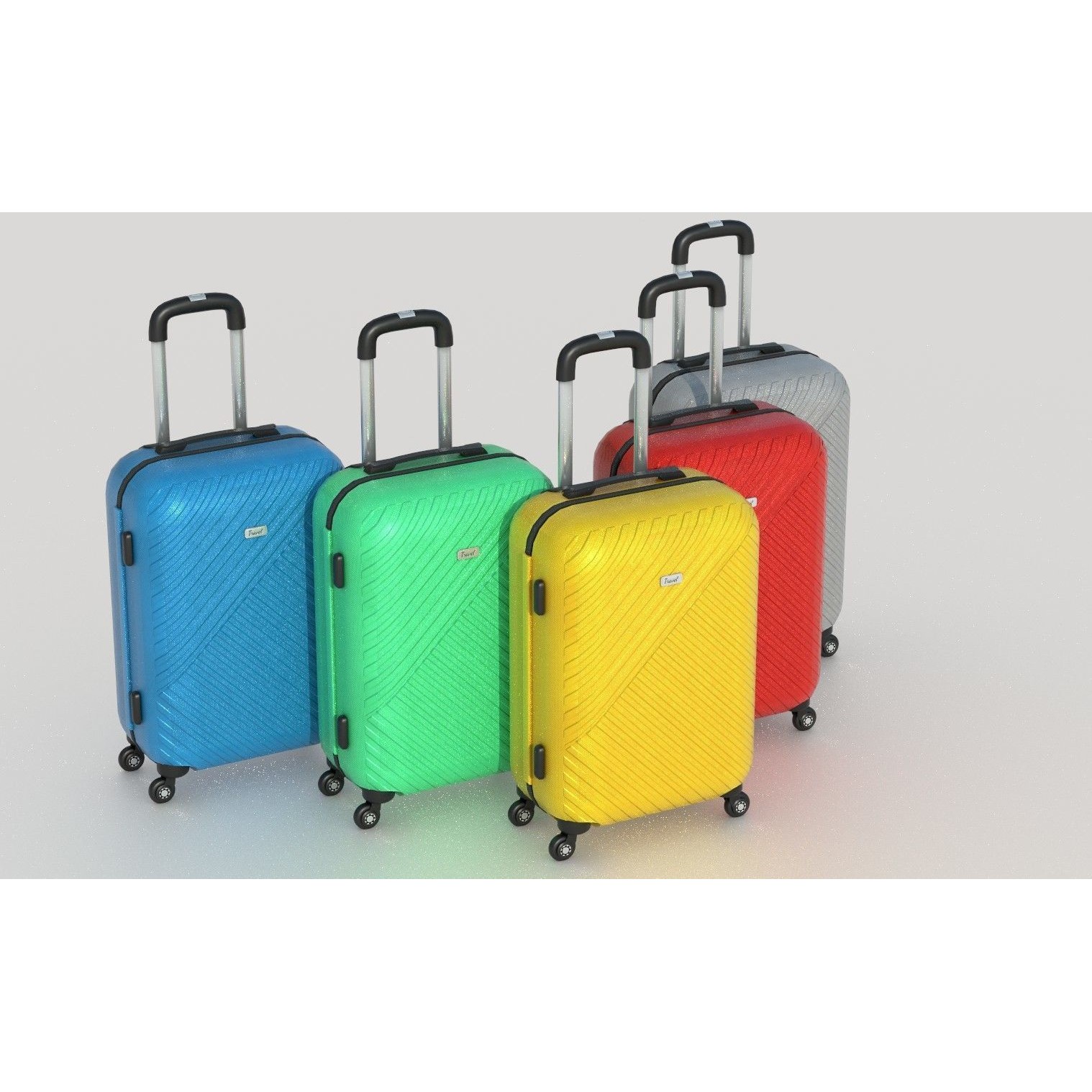 Colorful Suitcases on Wheels - Low-Poly Game-Ready 3D Model - View 6