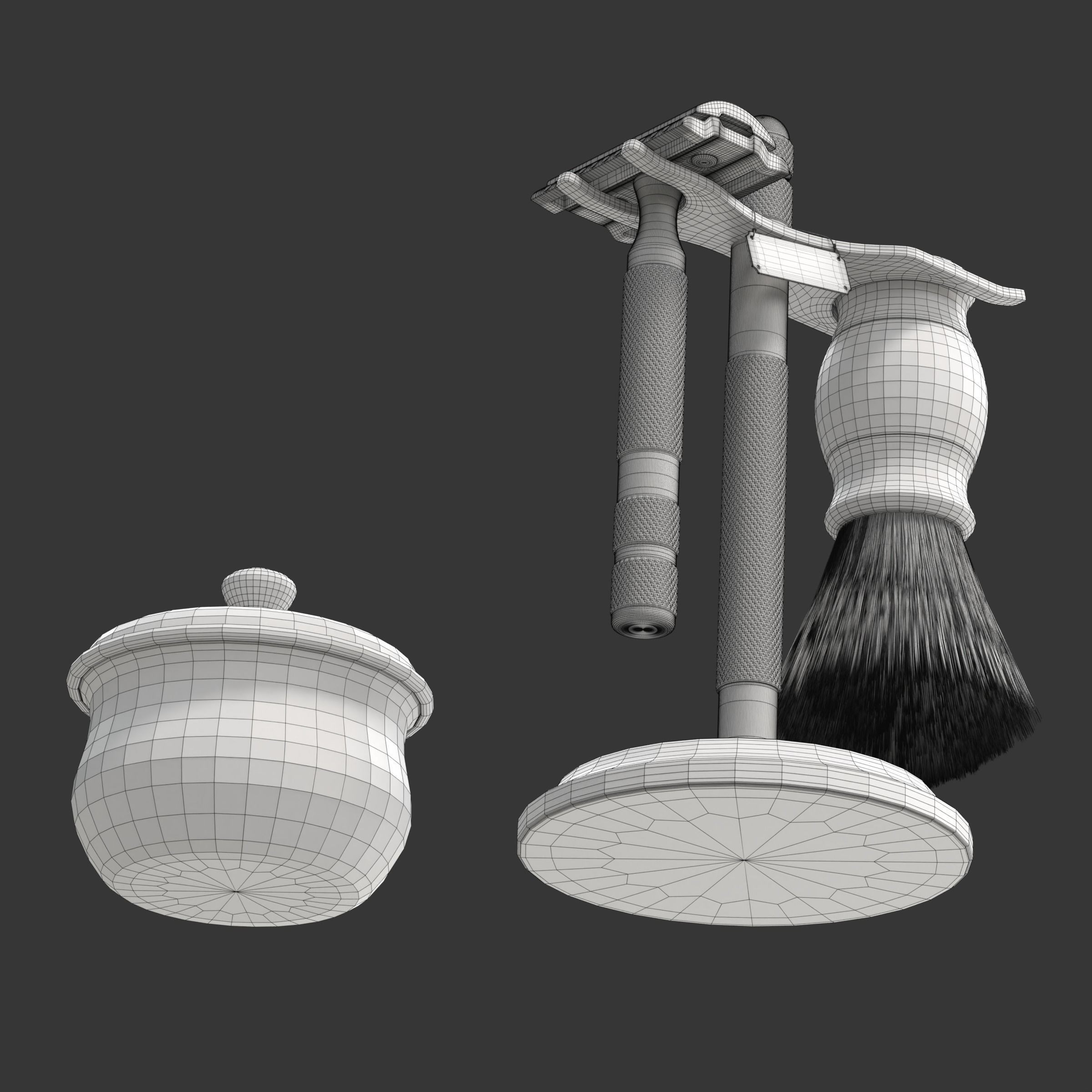 Shaving Kit with Metal Handles - Game-Ready 3D Model