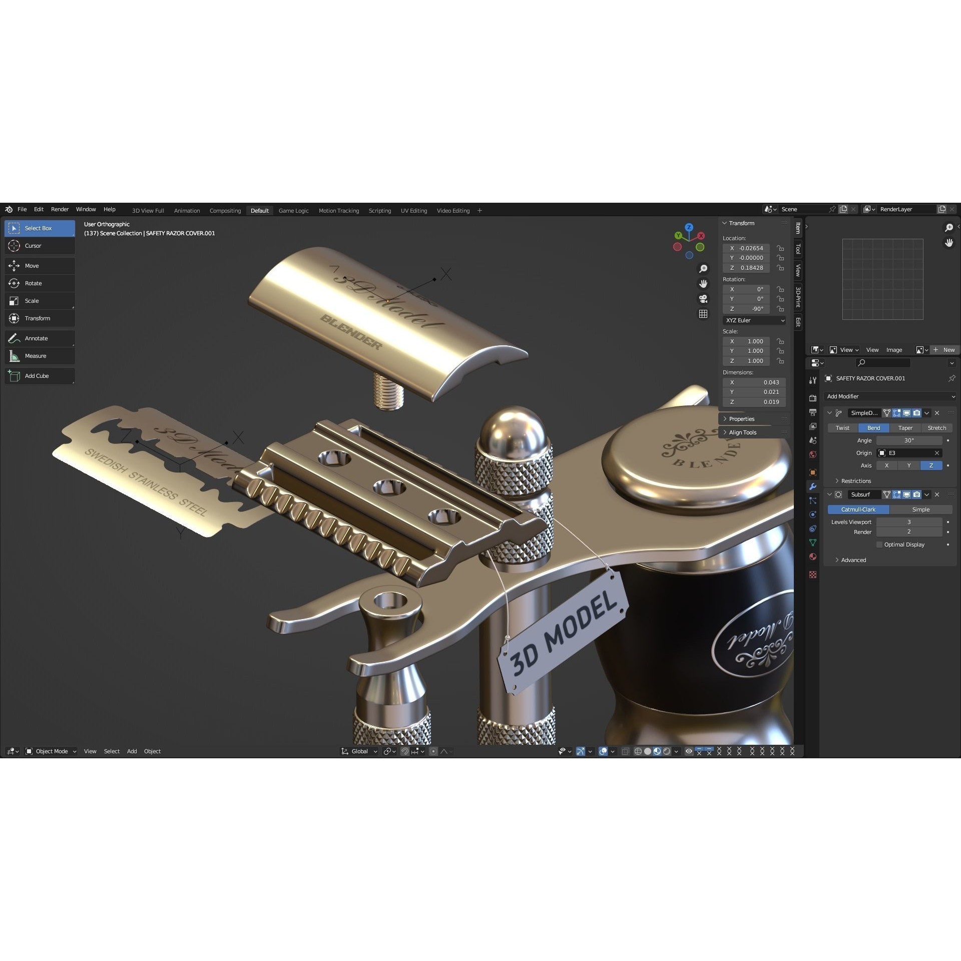 Shaving Kit with Metal Handles - Game-Ready 3D Model - View 12