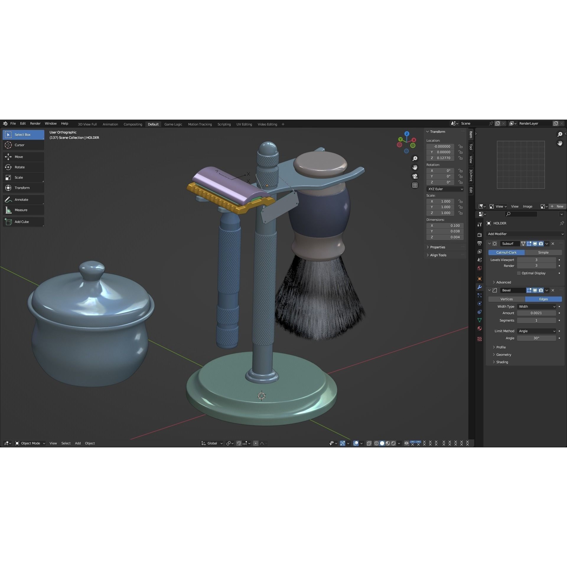 Shaving Kit with Metal Handles - Game-Ready 3D Model - View 15