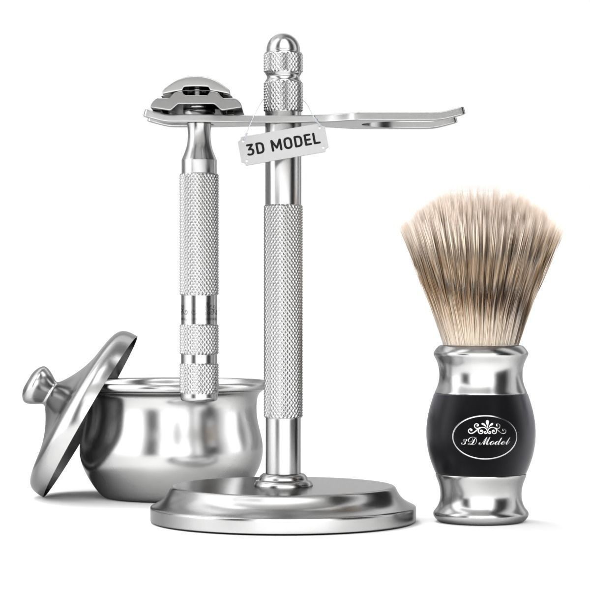 Shaving Kit with Metal Handles - Game-Ready 3D Model - View 3