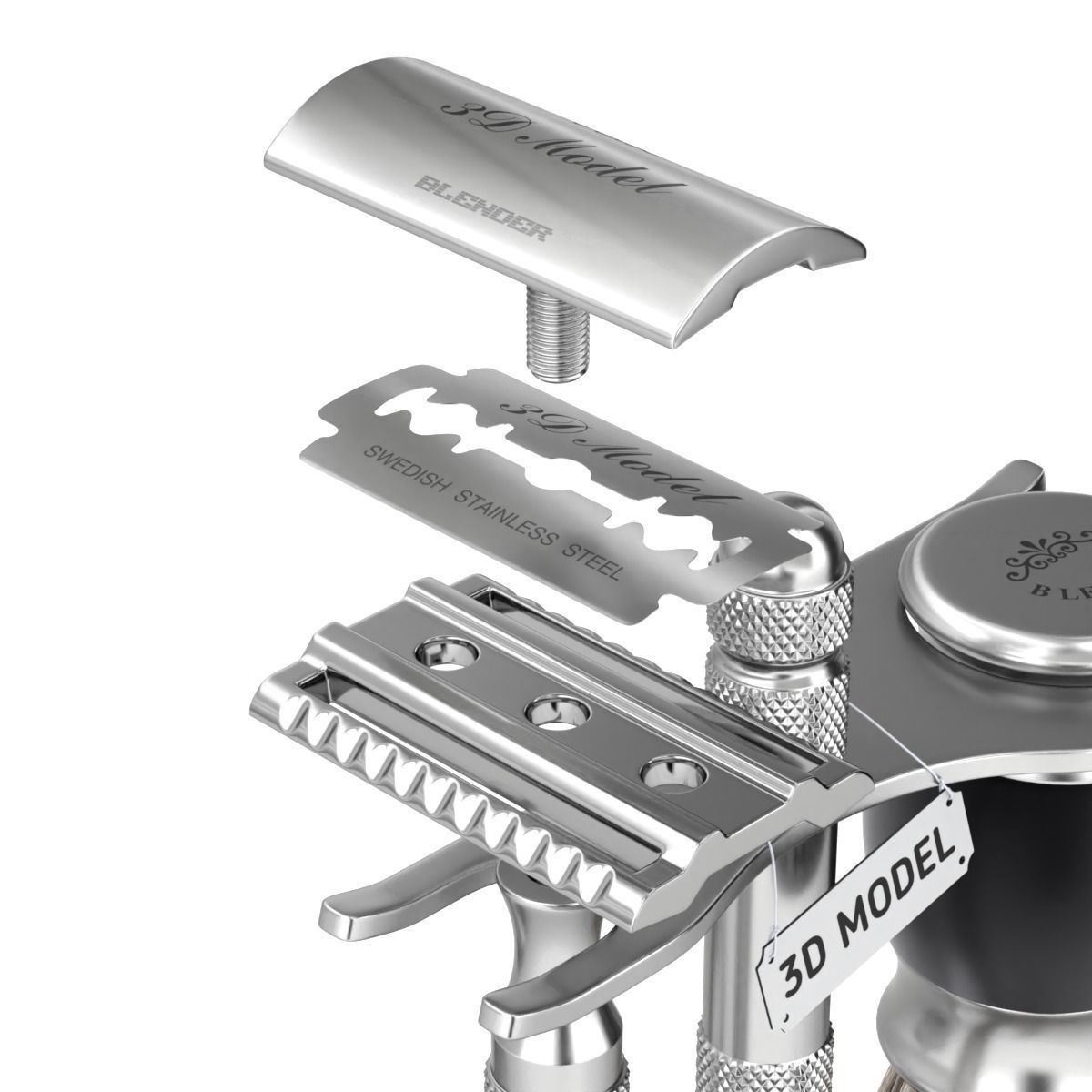 Shaving Kit with Metal Handles - Game-Ready 3D Model - View 5