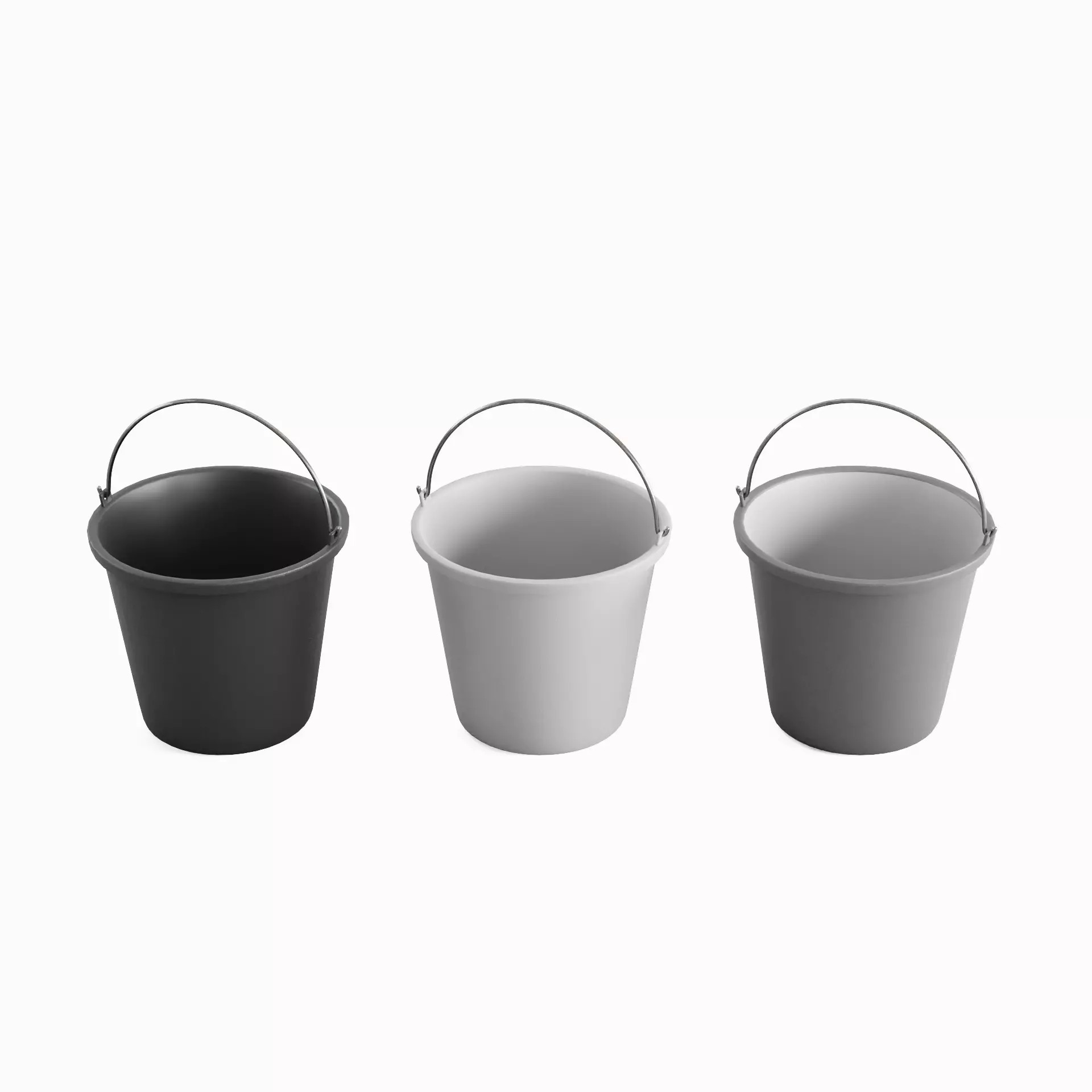 Industrial Plastic Bucket B Set - Mid-Poly 3D Model - View 2