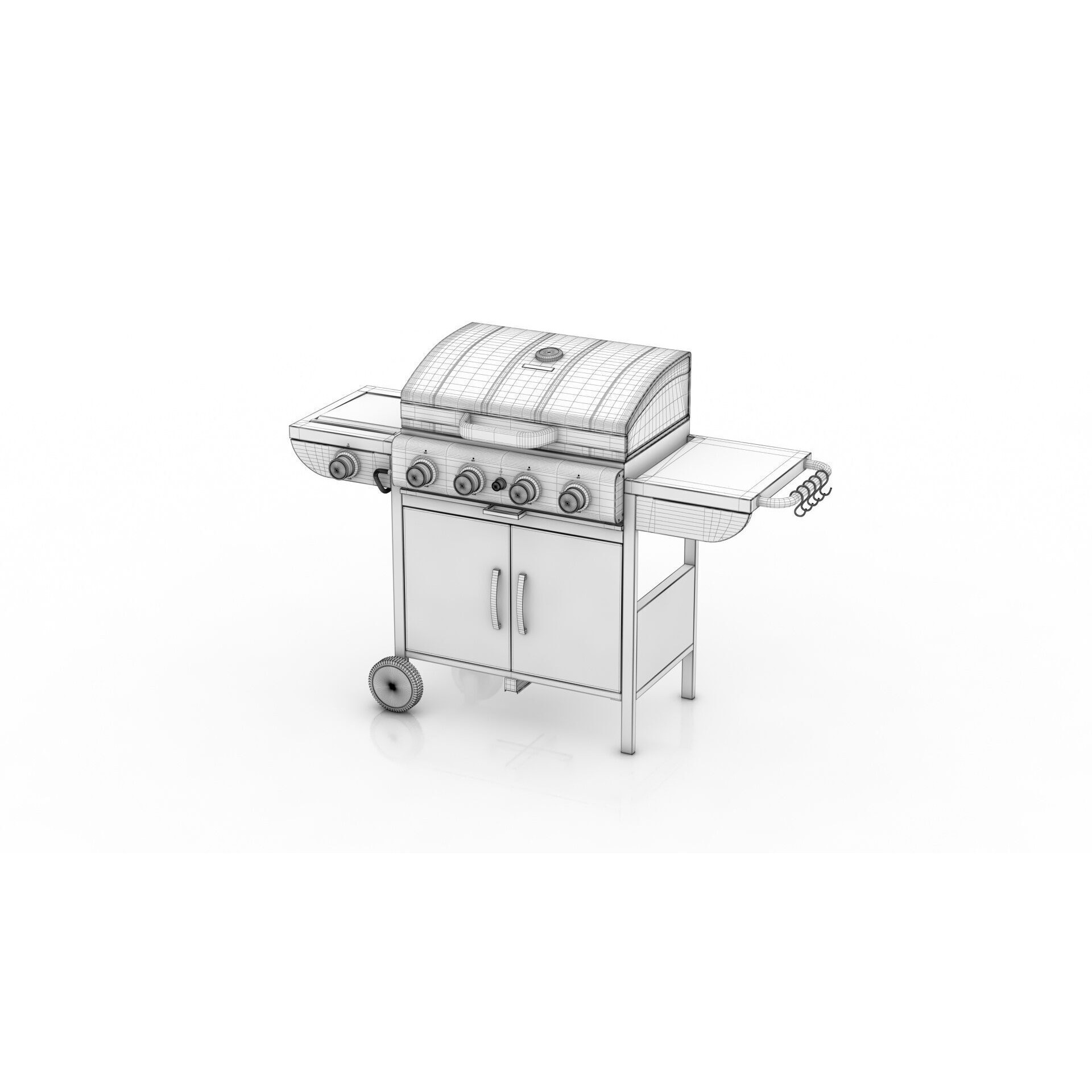 Gas BBQ Grill Burner - Low-Poly 3D Model - View 10