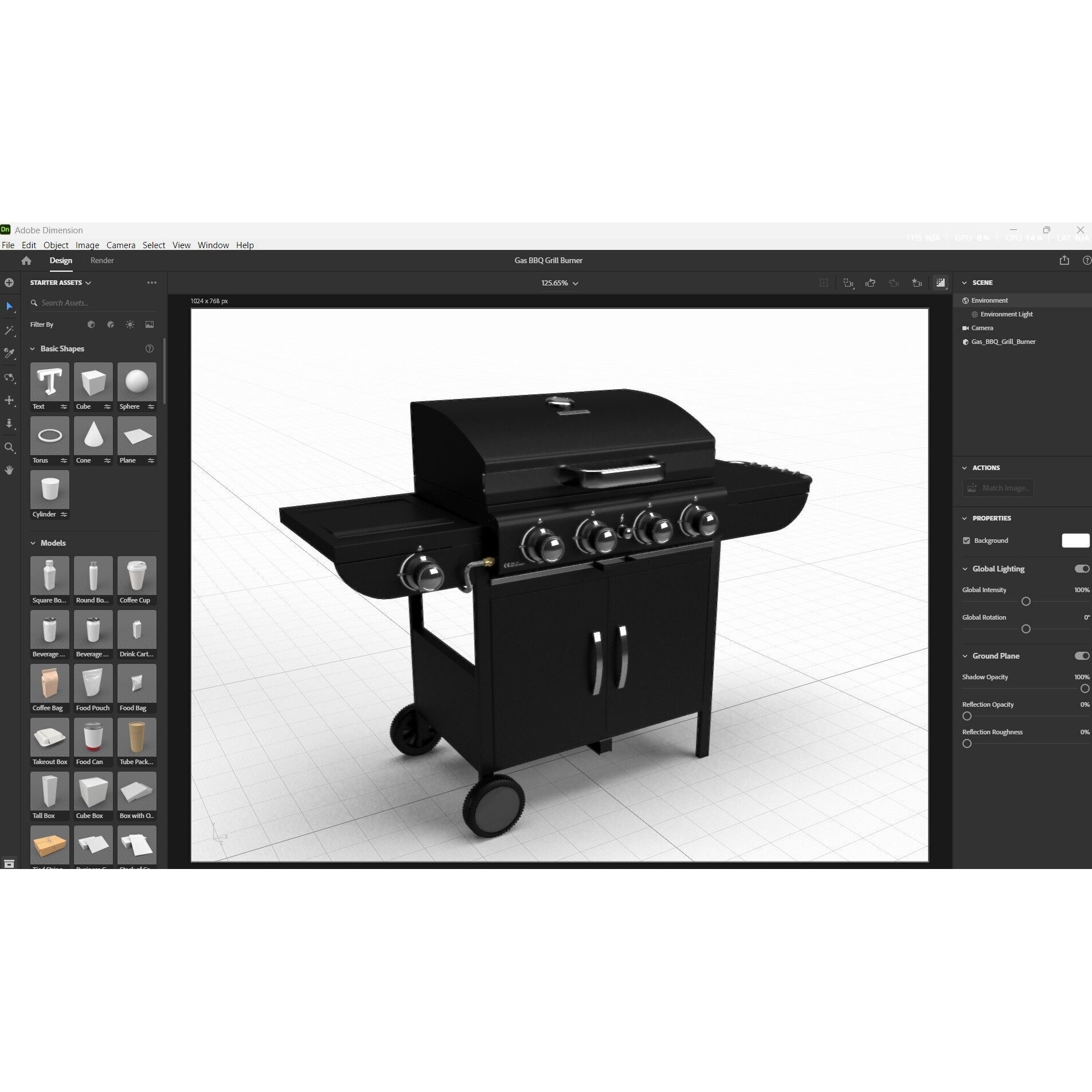 Gas BBQ Grill Burner - Low-Poly 3D Model - View 17