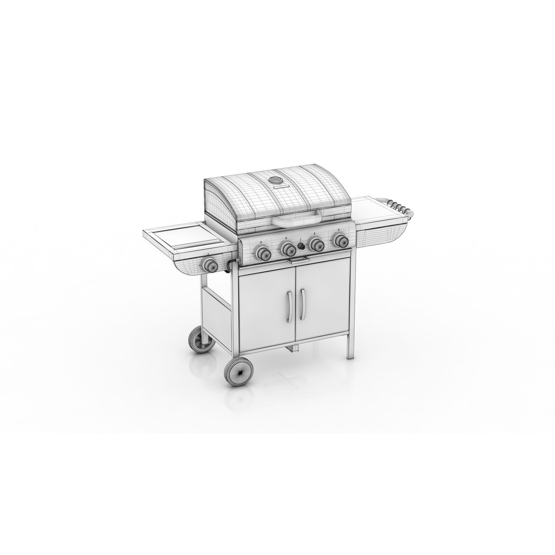 Gas BBQ Grill Burner - Low-Poly 3D Model - View 9